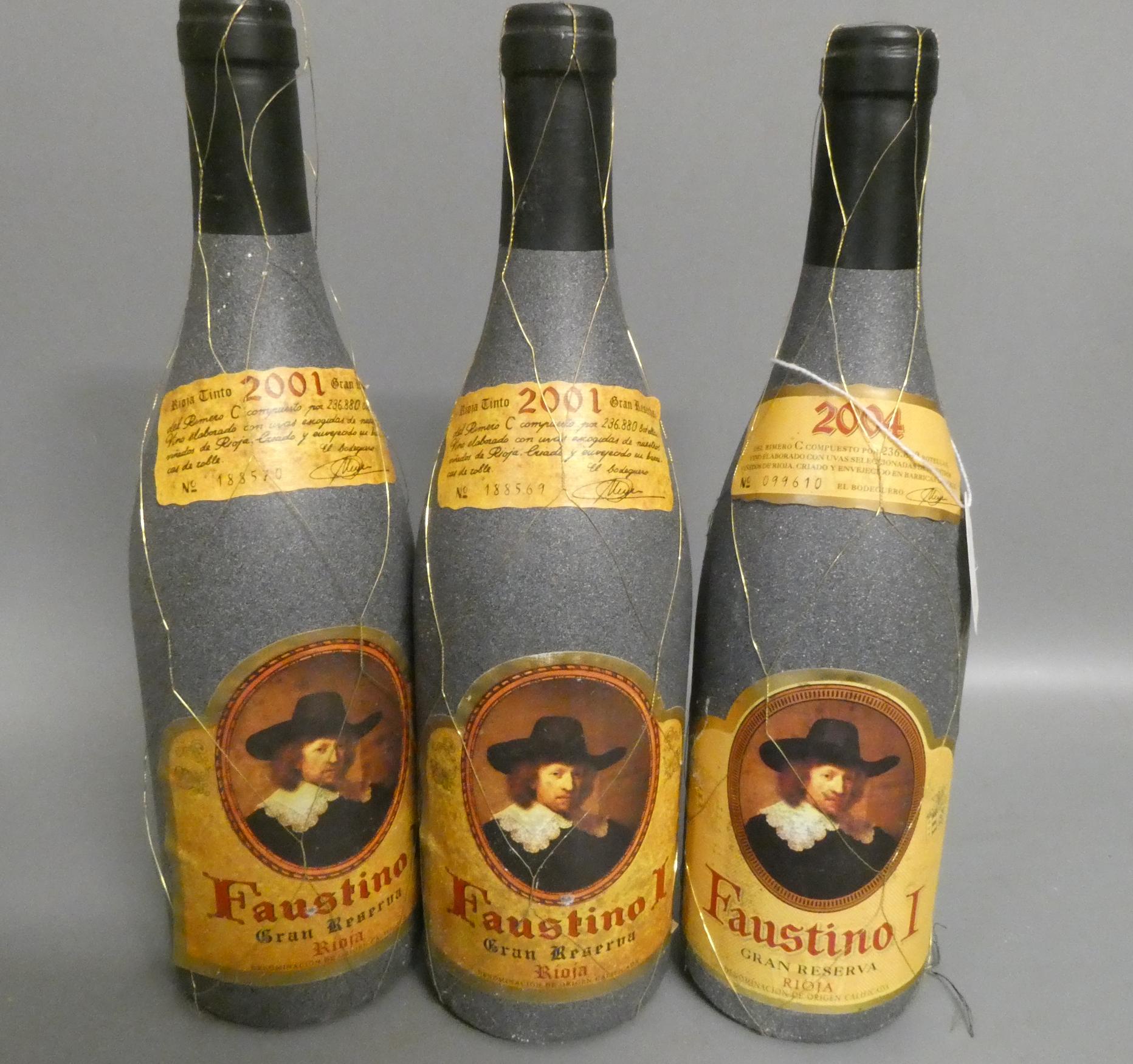 Three bottles Faustino I, comprising two 2001 and one 2004, gran reserva, rioja (Est. plus 24% Image