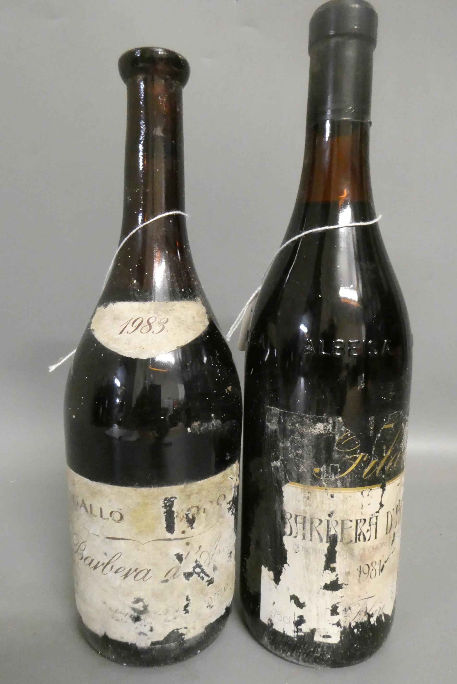 Two bottles Barbera D'Alba, one 1981 Filari & one 1983 Gallo (Est. plus 24% premium inc. VAT) Image