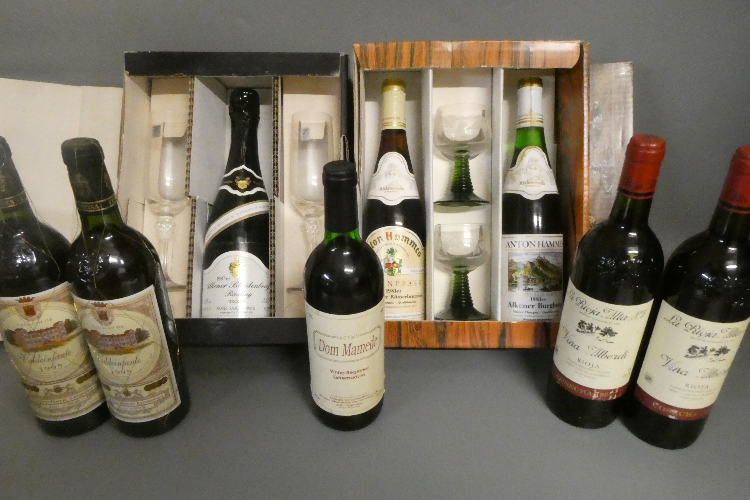 Eight bottles of European wine Image