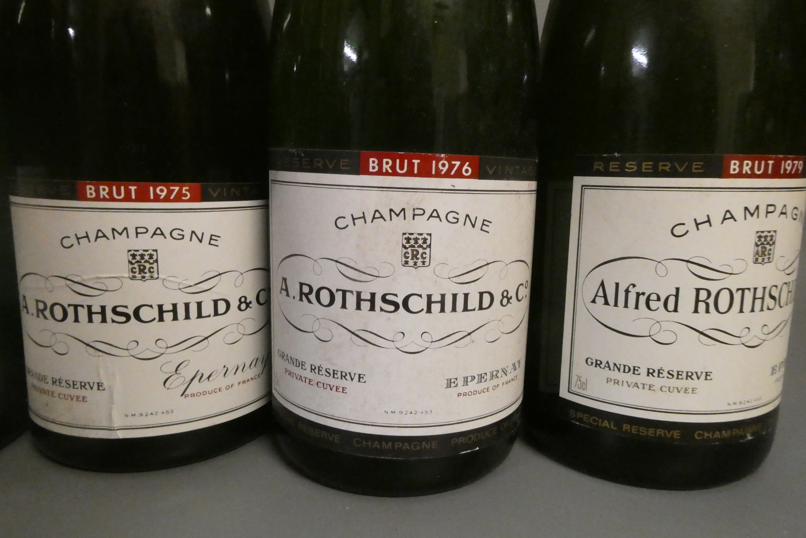 Seven bottles Rothschild & Co. brut champagne, comprising four 1976, two 1975 and one 1979 (Est. Image