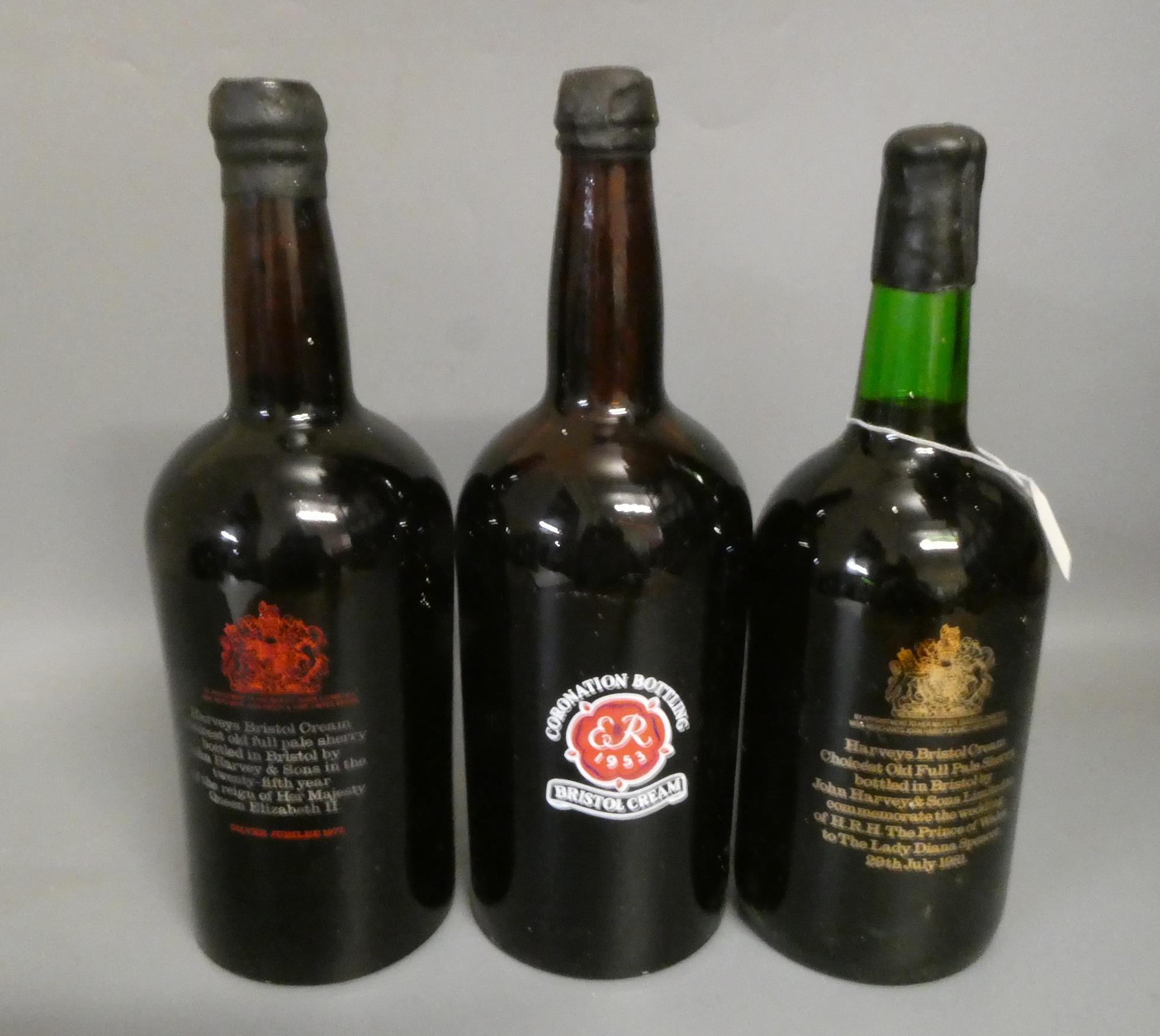 Three vintage magnums of Harveys Bristol Cream Sherry Image