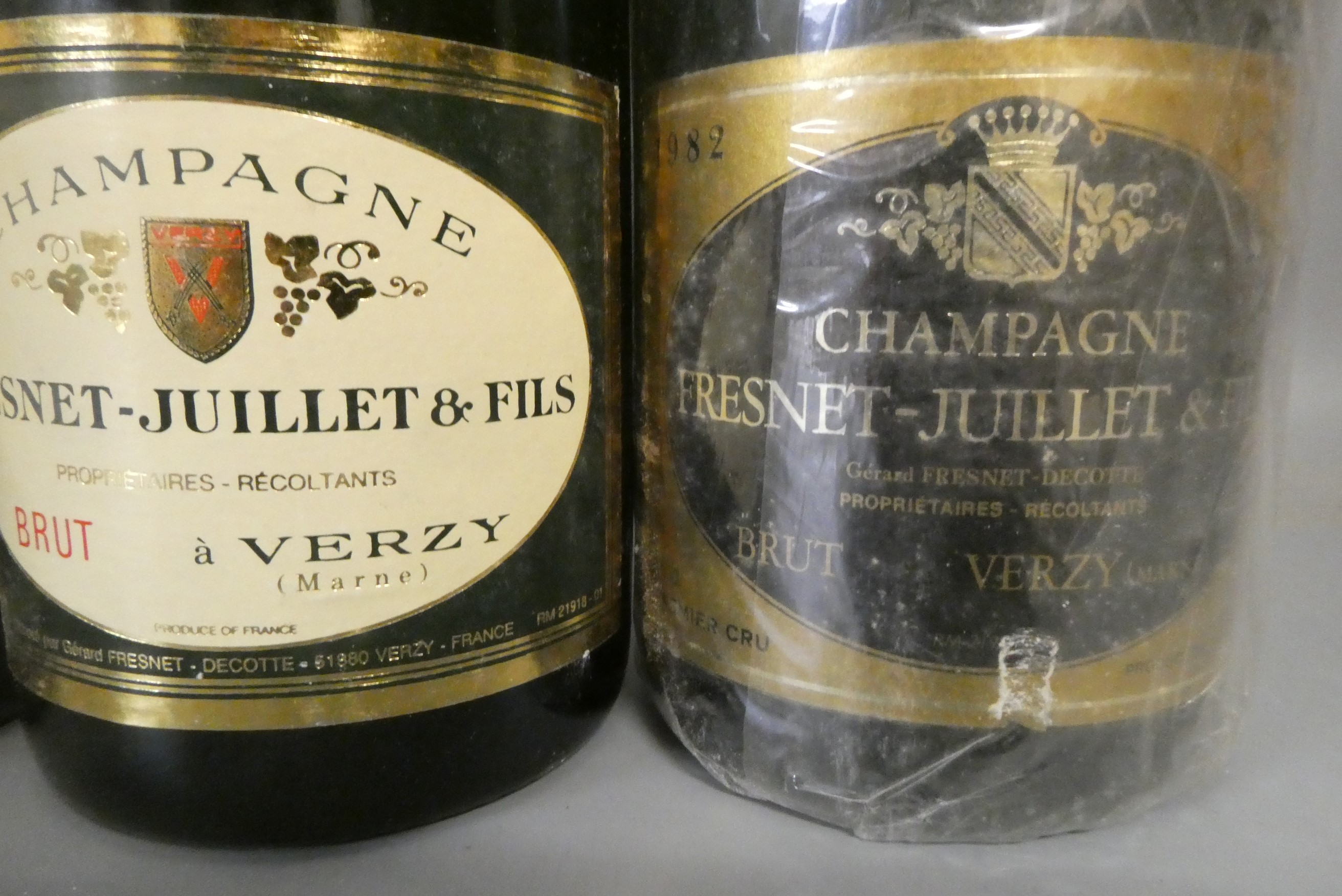 Five bottles Fresnet-Juillet & Fils champagne, comprising one 1982 brut and four brut champagnes Image