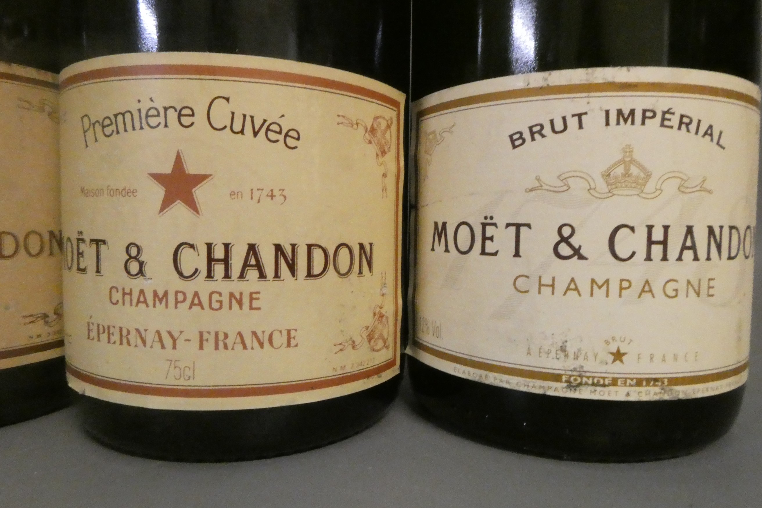 Four bottles Moet & Chandon champagne, comrpising one 75cl Premiere Cuvee, one 750ml Brut Imperial, Image