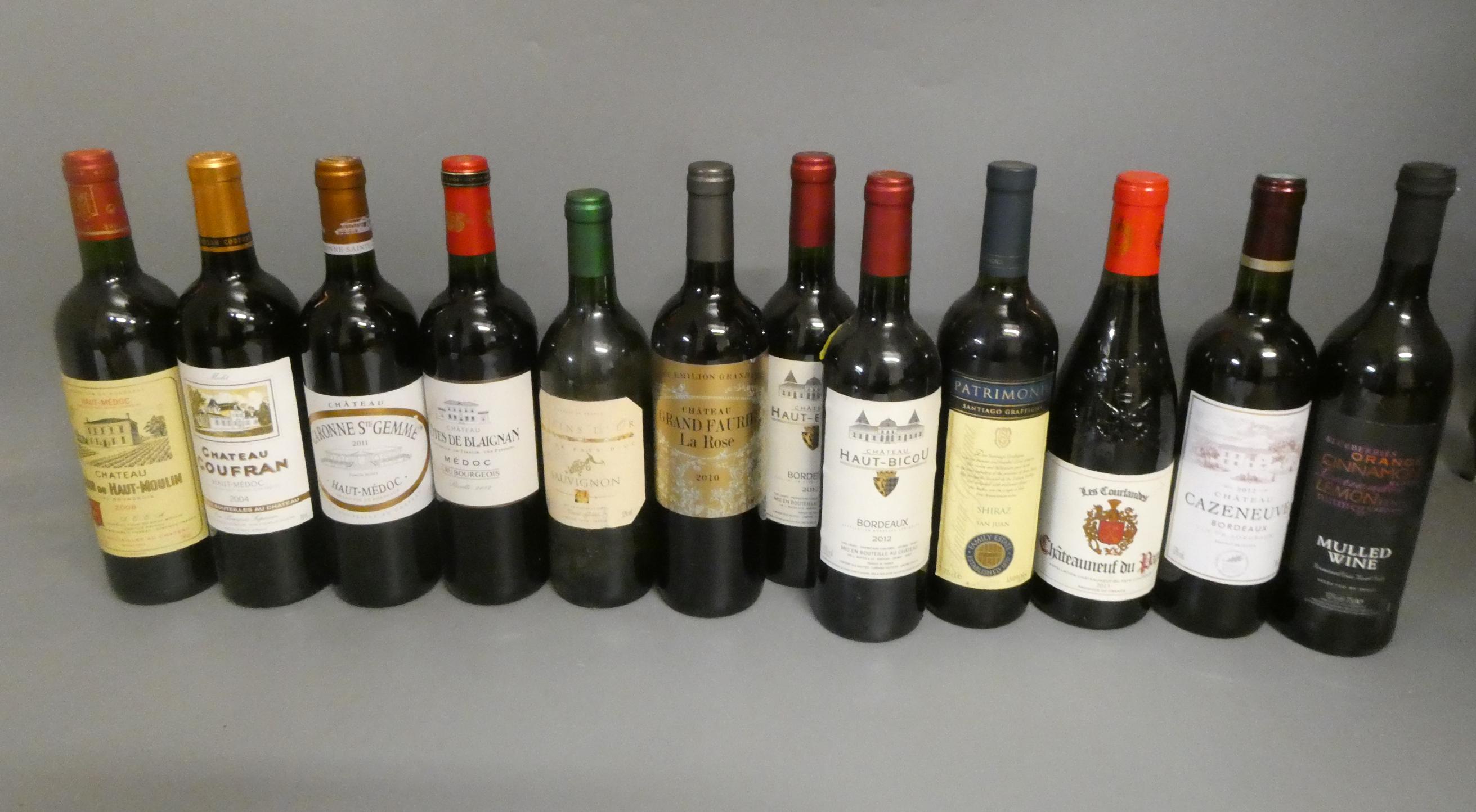 Twelve bottles of mainly French bordeaux including Ch. Grand Faurie La Rose 2010 Saint-Emilion grand Image