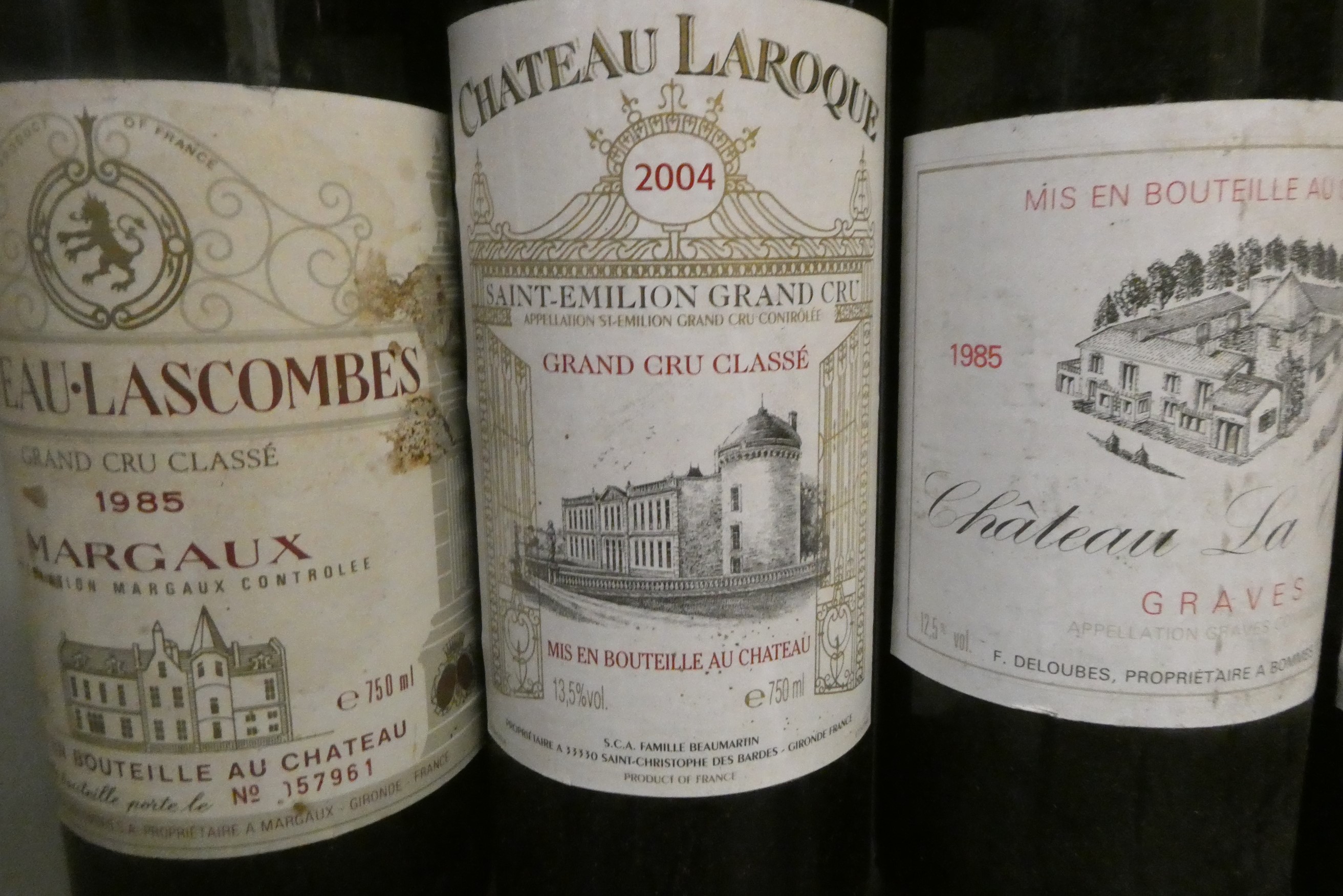 Five bottles of red bordeaux Image
