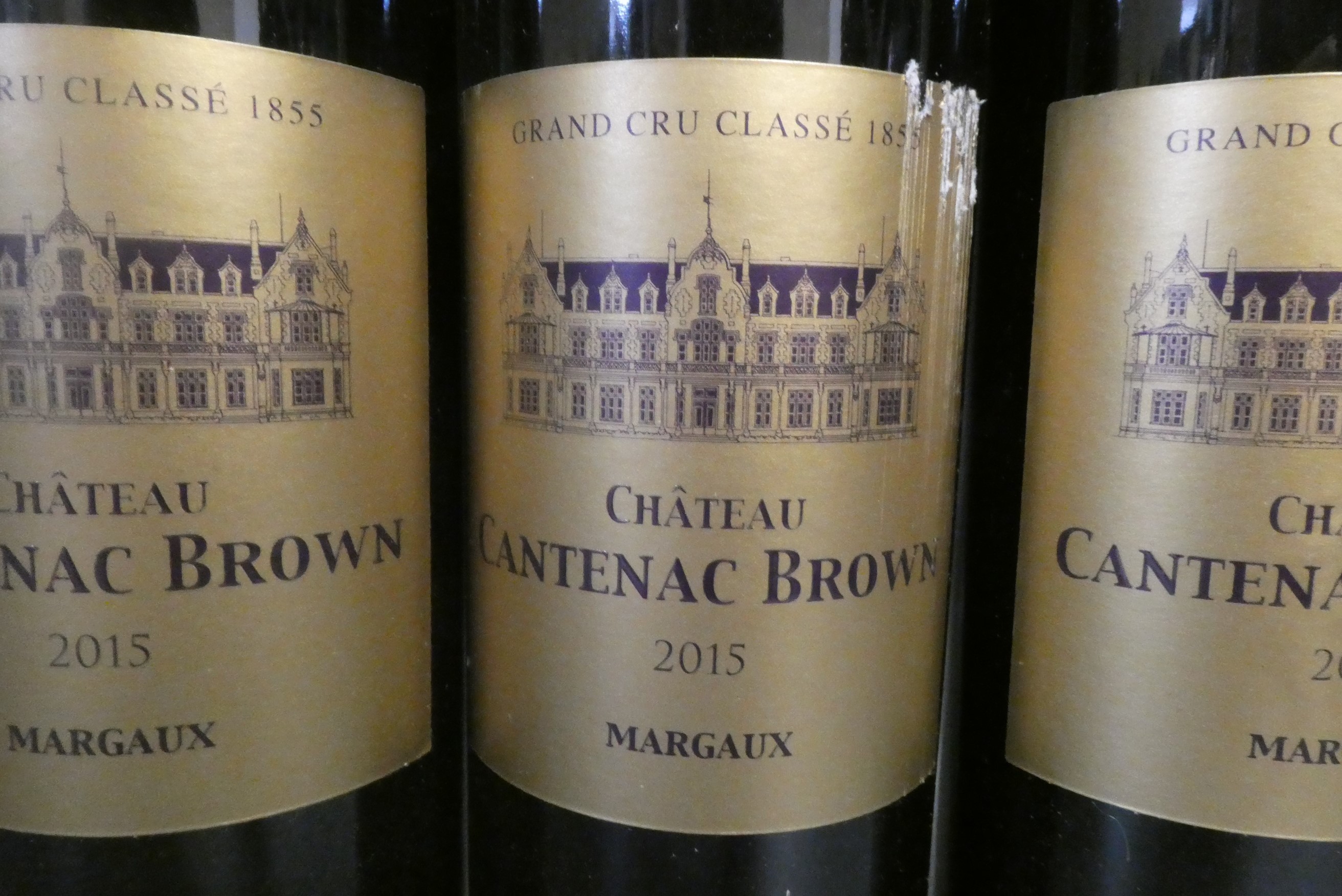 Three bottles Chateau Cantenac Brown, 2015, Margaux, grand cru classe (Est. plus 24% premium inc. Image