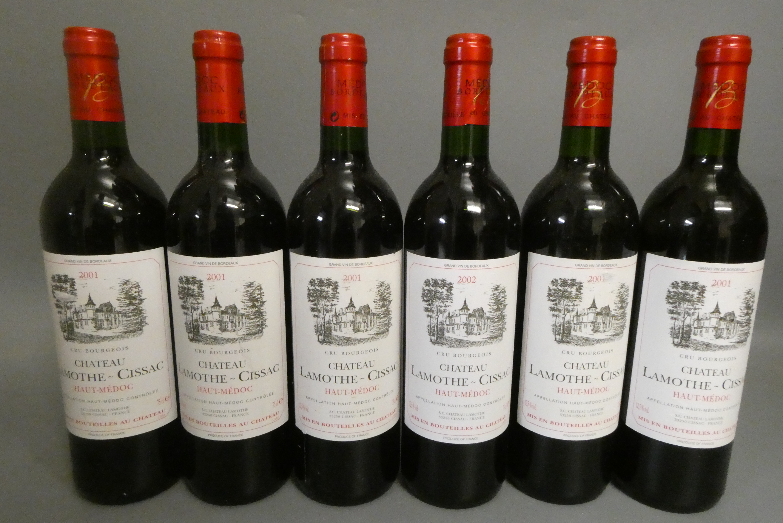 Six bottles Chateau Lamothe-Cissac, 2001, Haut-Medoc, cru Bourgeois, OC (Est. plus 24% premium inc. Image