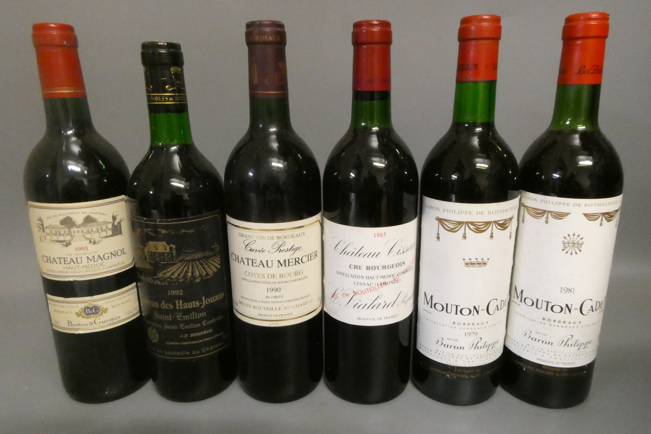 Six bottles of red bordeaux Image