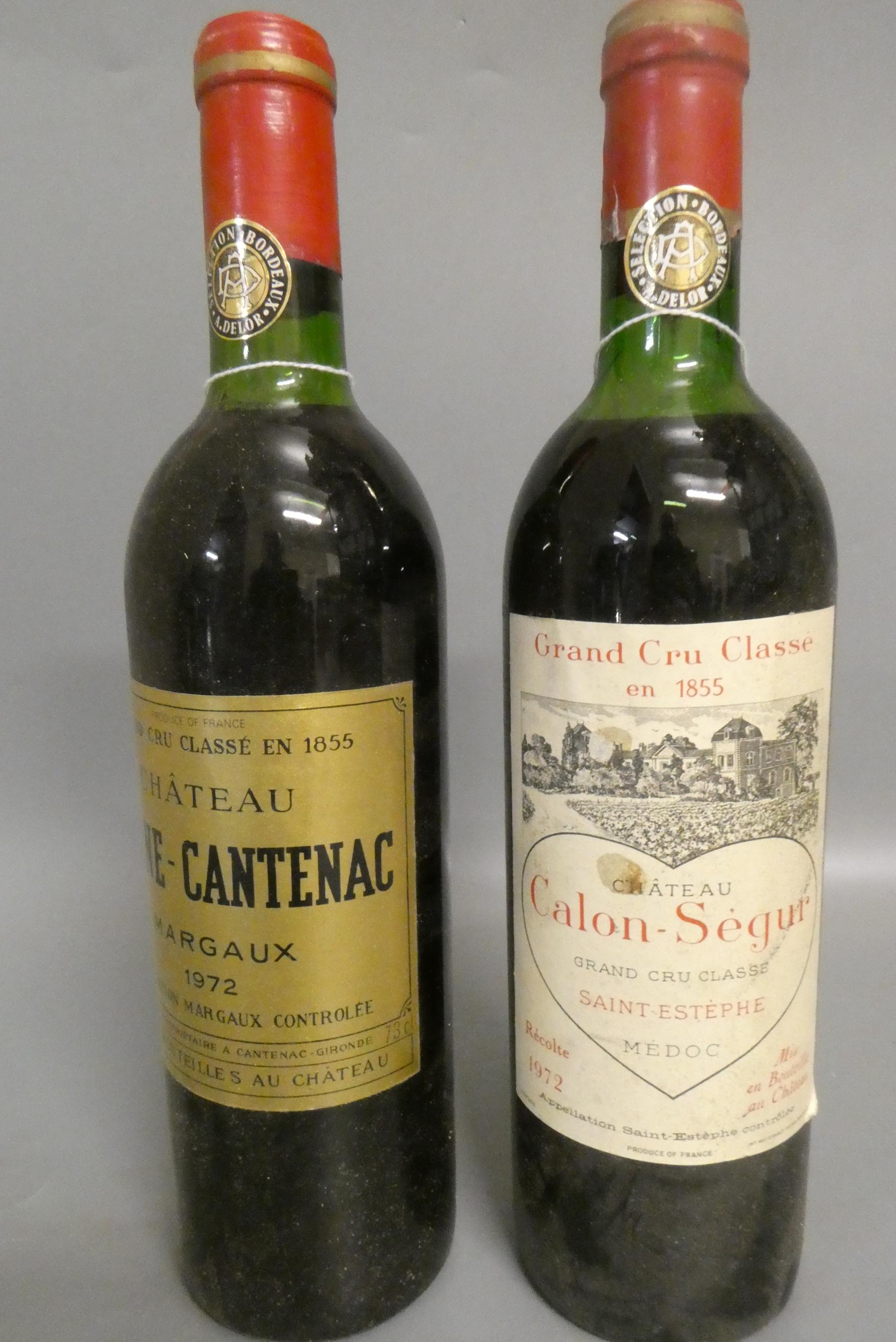 Two bottles 1972 bordeaux grand cru classe, comprising a Chateau Brane-Cantenac Margaux and a Image
