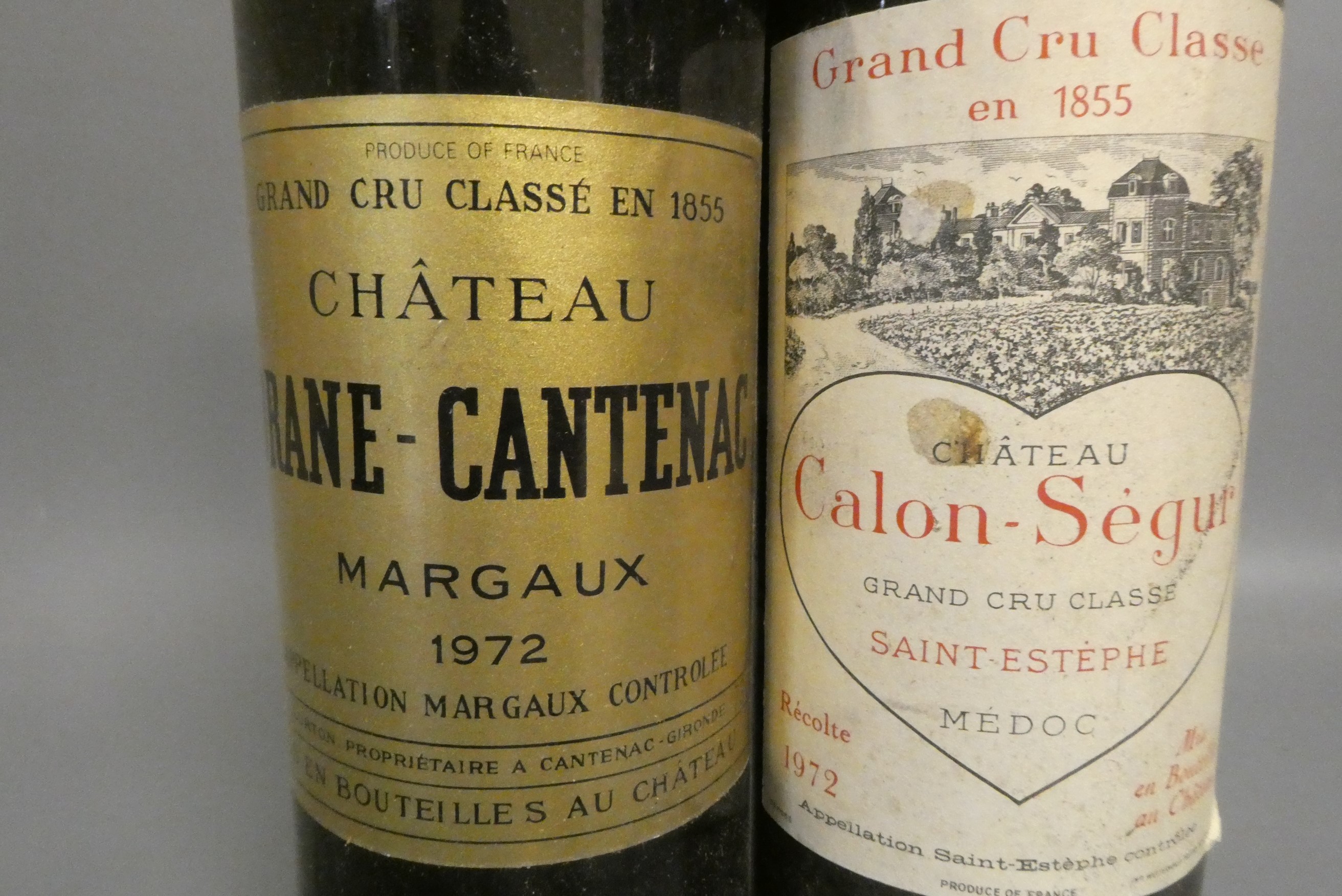Two bottles 1972 bordeaux grand cru classe, comprising a Chateau Brane-Cantenac Margaux and a Image