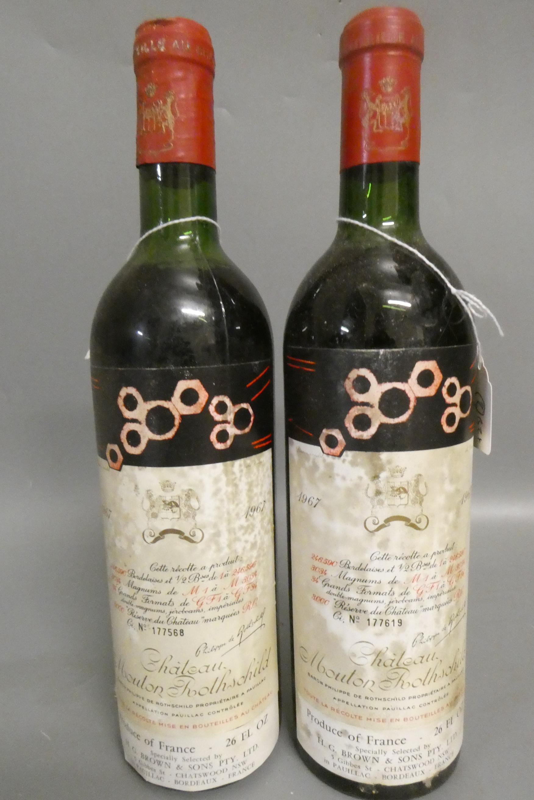 Two bottles Chateau Mouton Rothschild, 1967, pauillac (Est. plus 24% premium inc. VAT) Image