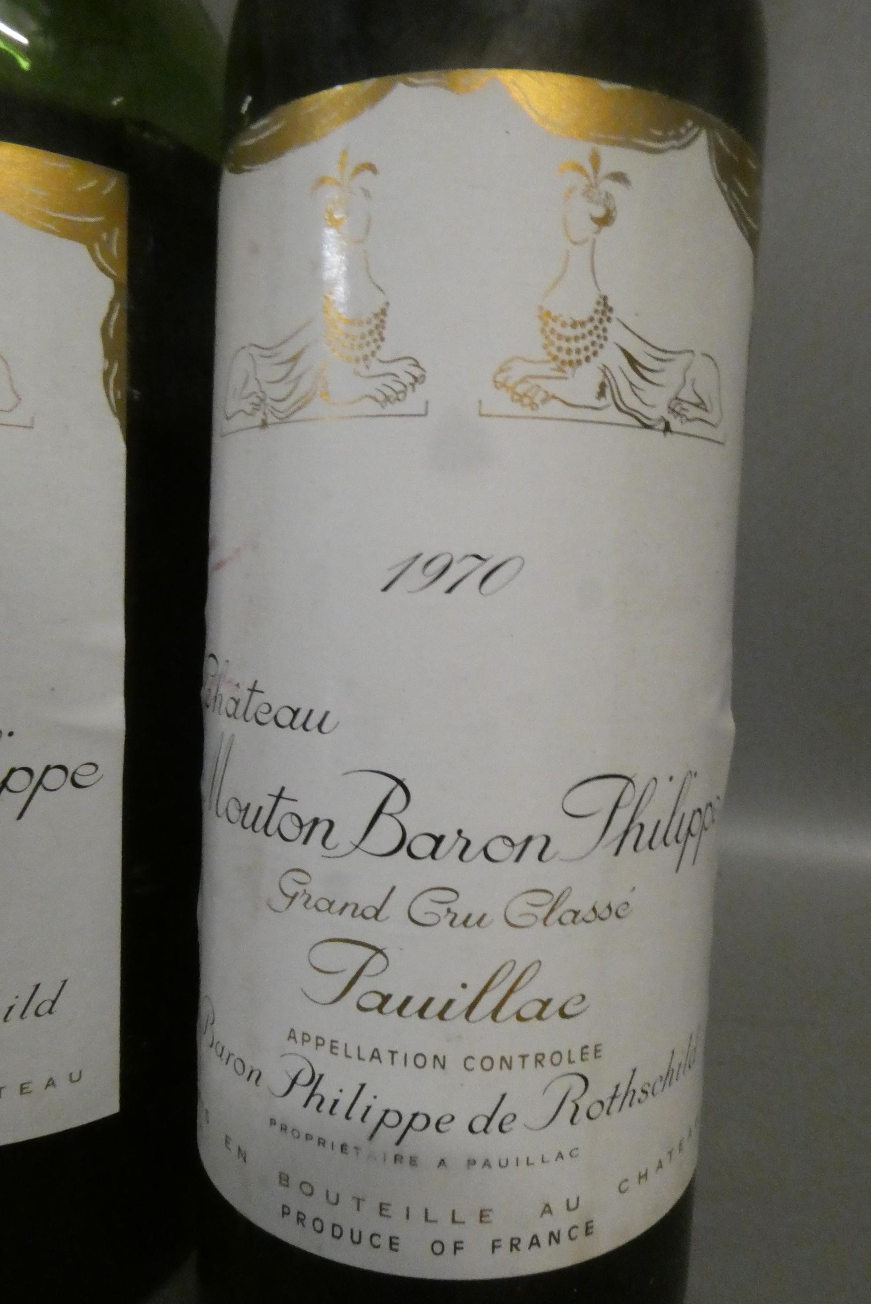 Two bottles Chateau Mouton Baron Phillipe, 1970, pauillac, grand cru classe (Est. plus 24% premium Image
