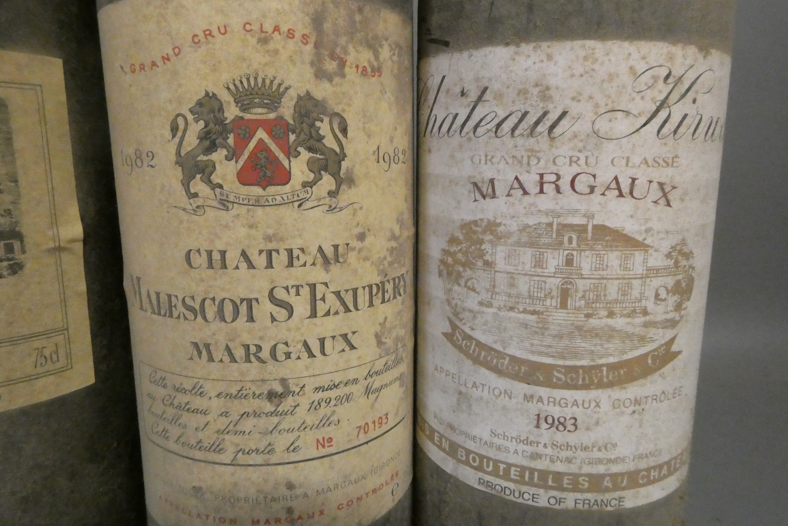 Five bottles of red bordeaux Image