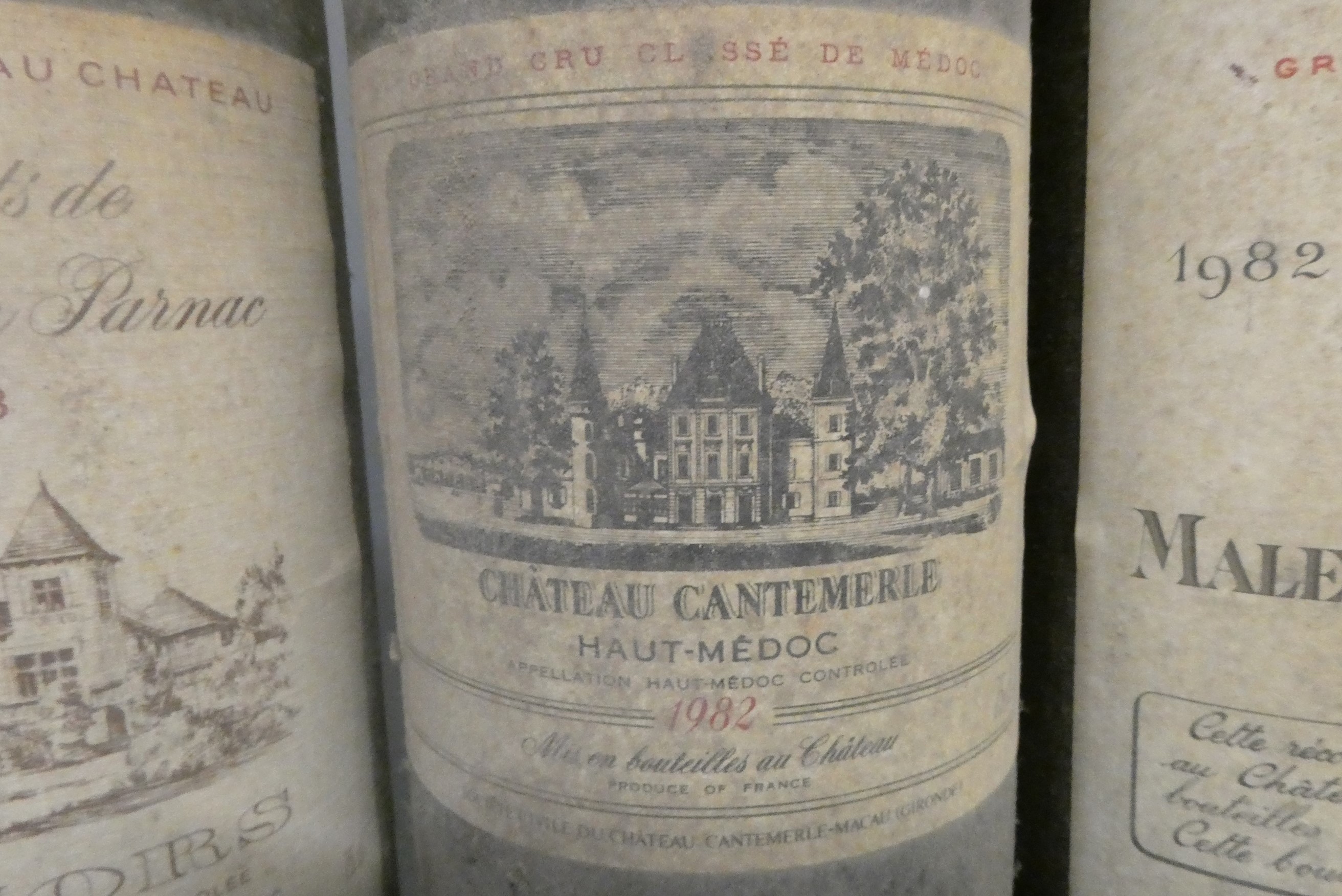 Five bottles of red bordeaux Image