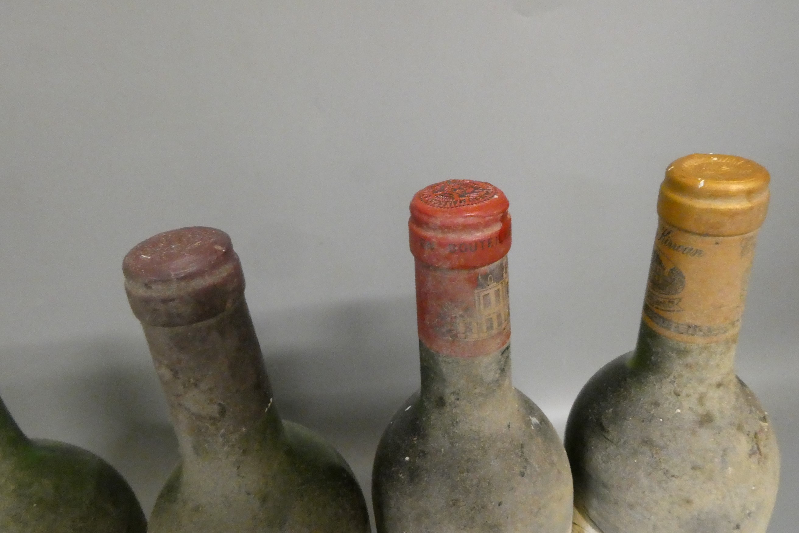 Five bottles of red bordeaux Image