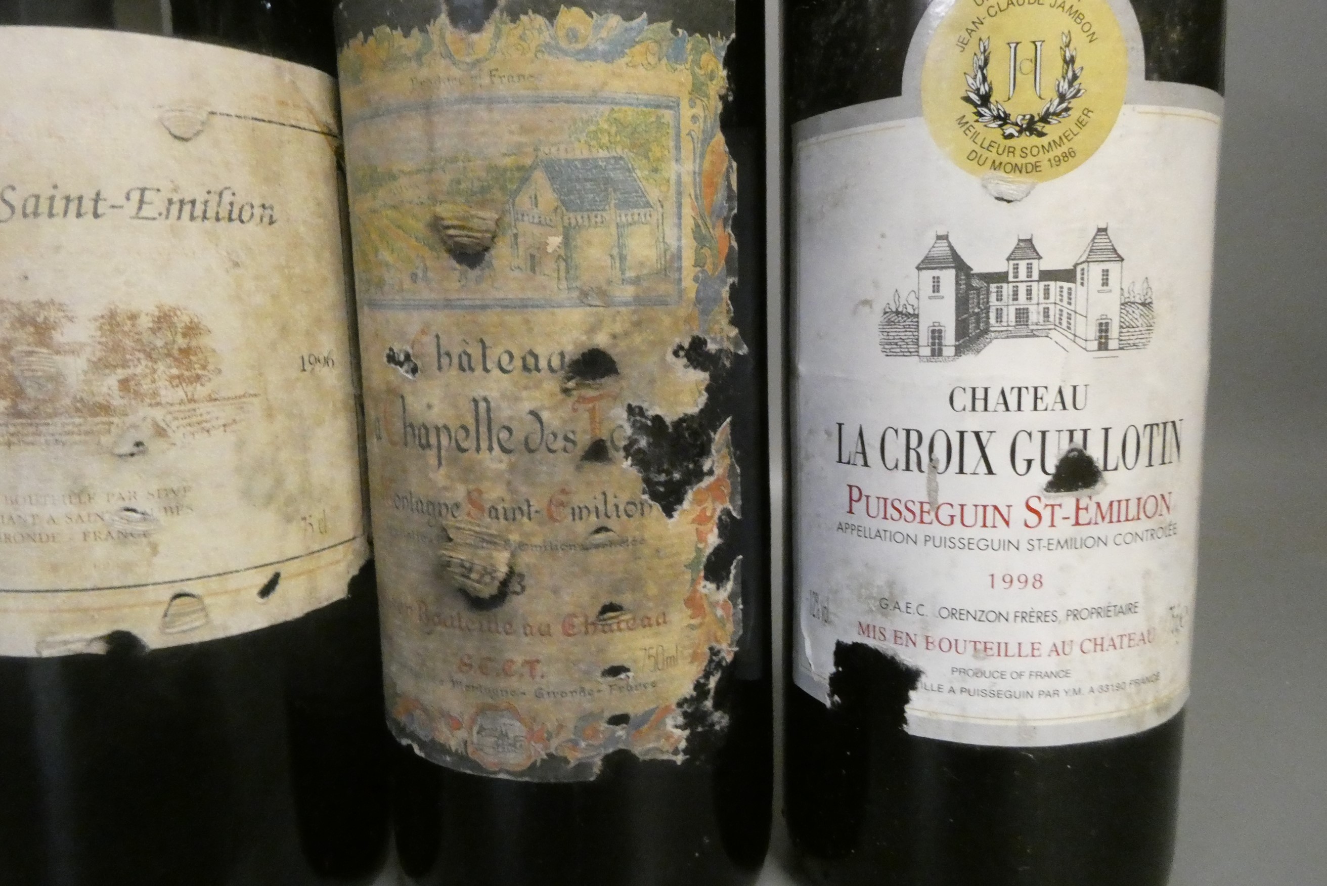 Five bottles of red bordeaux Image