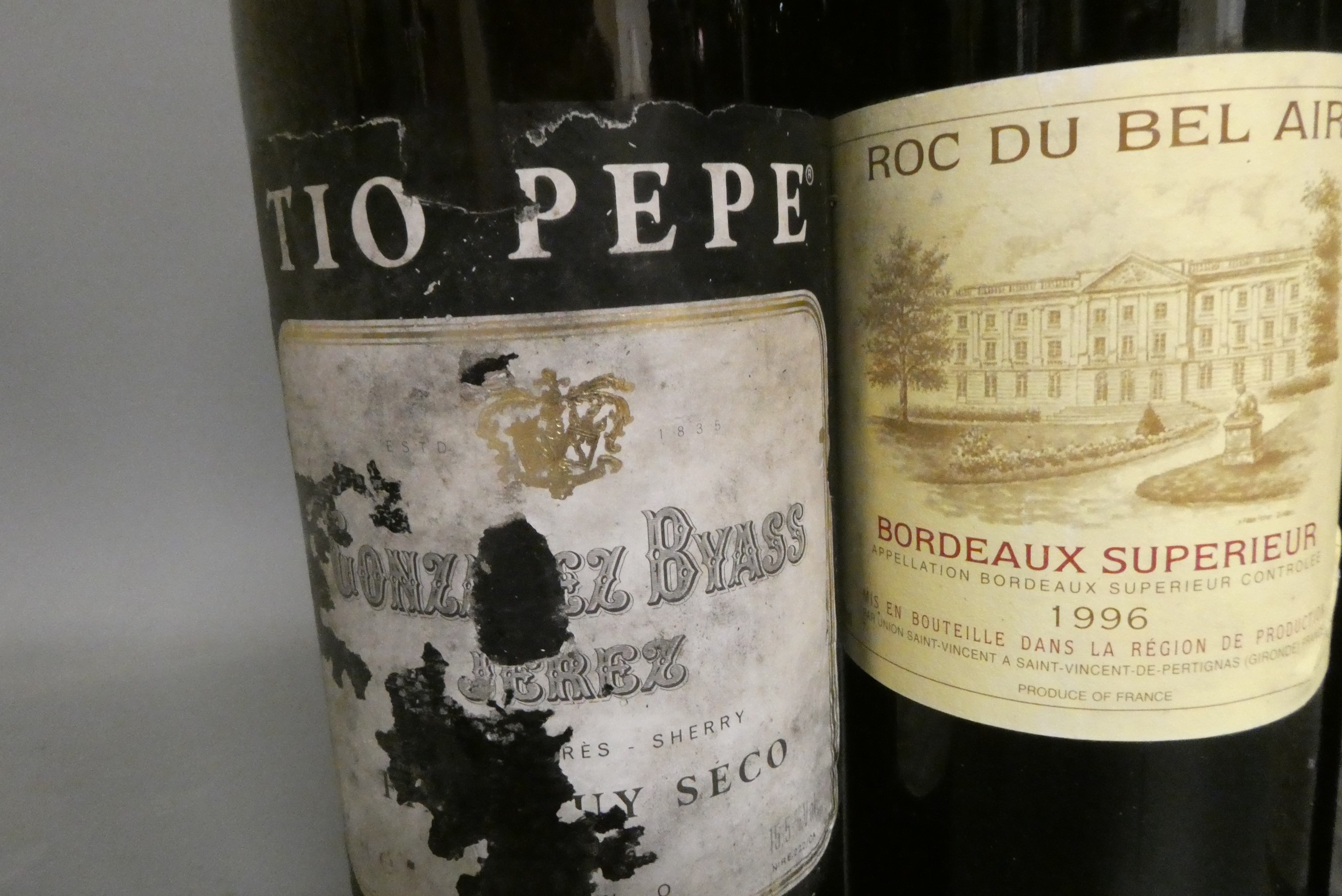 Five bottles of red bordeaux Image