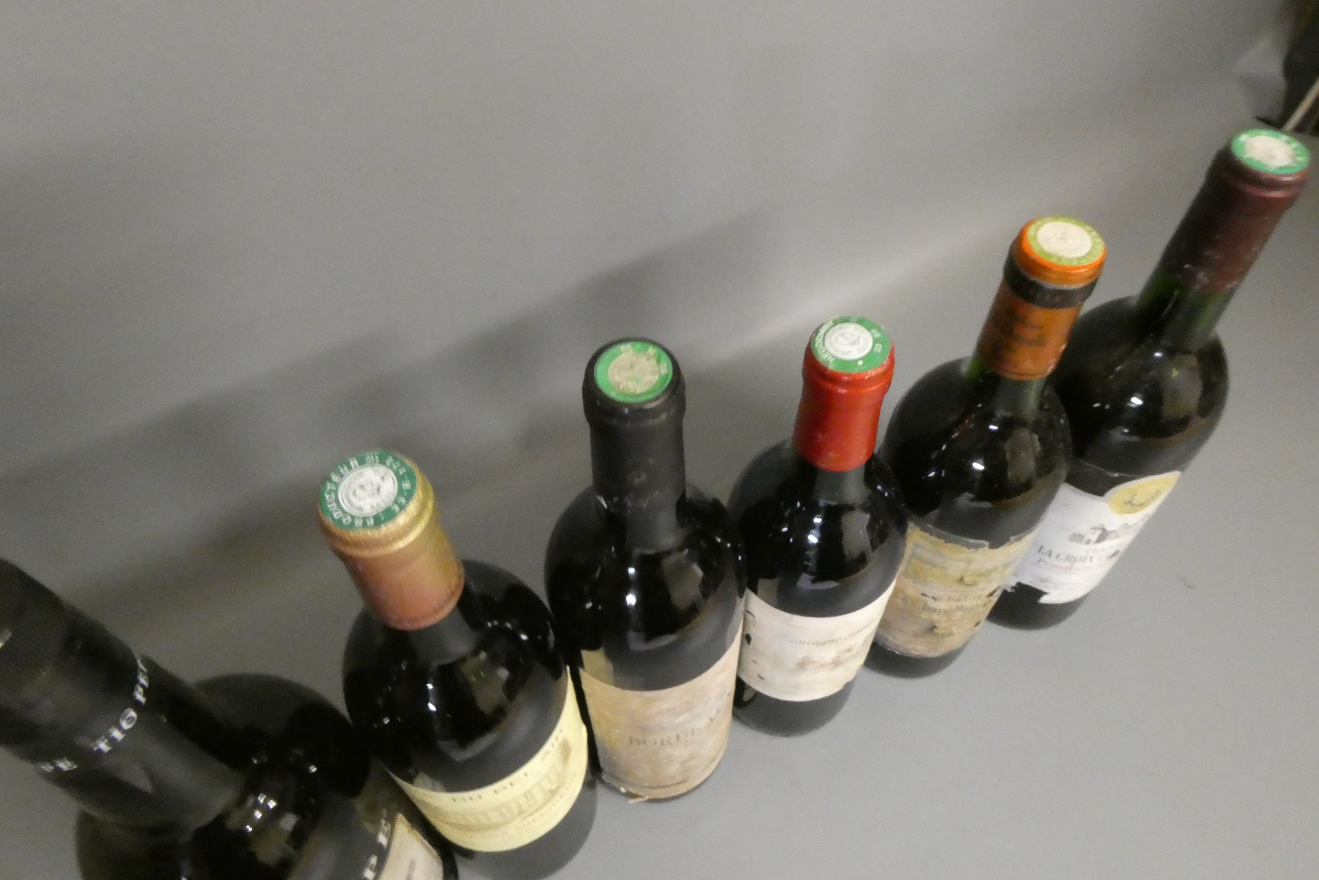 Five bottles of red bordeaux Image