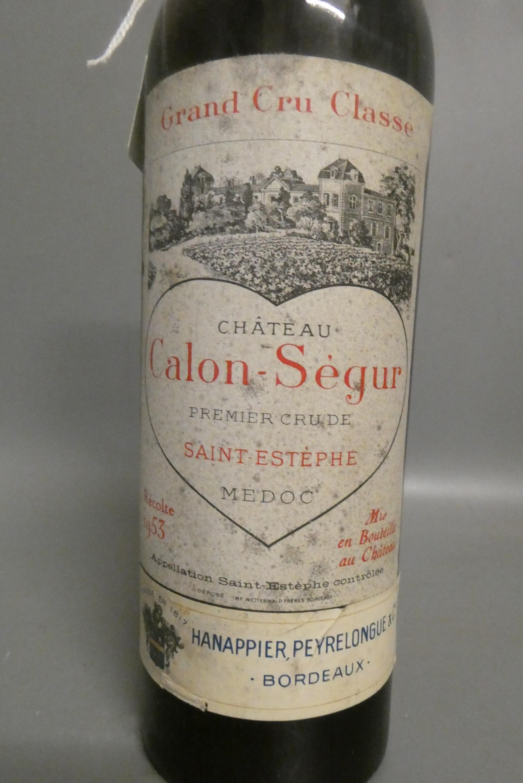 One bottle Chateau Calon-Segur, 1953, Saint-Estephe, medoc (Est. plus 24% premium inc. VAT) Image