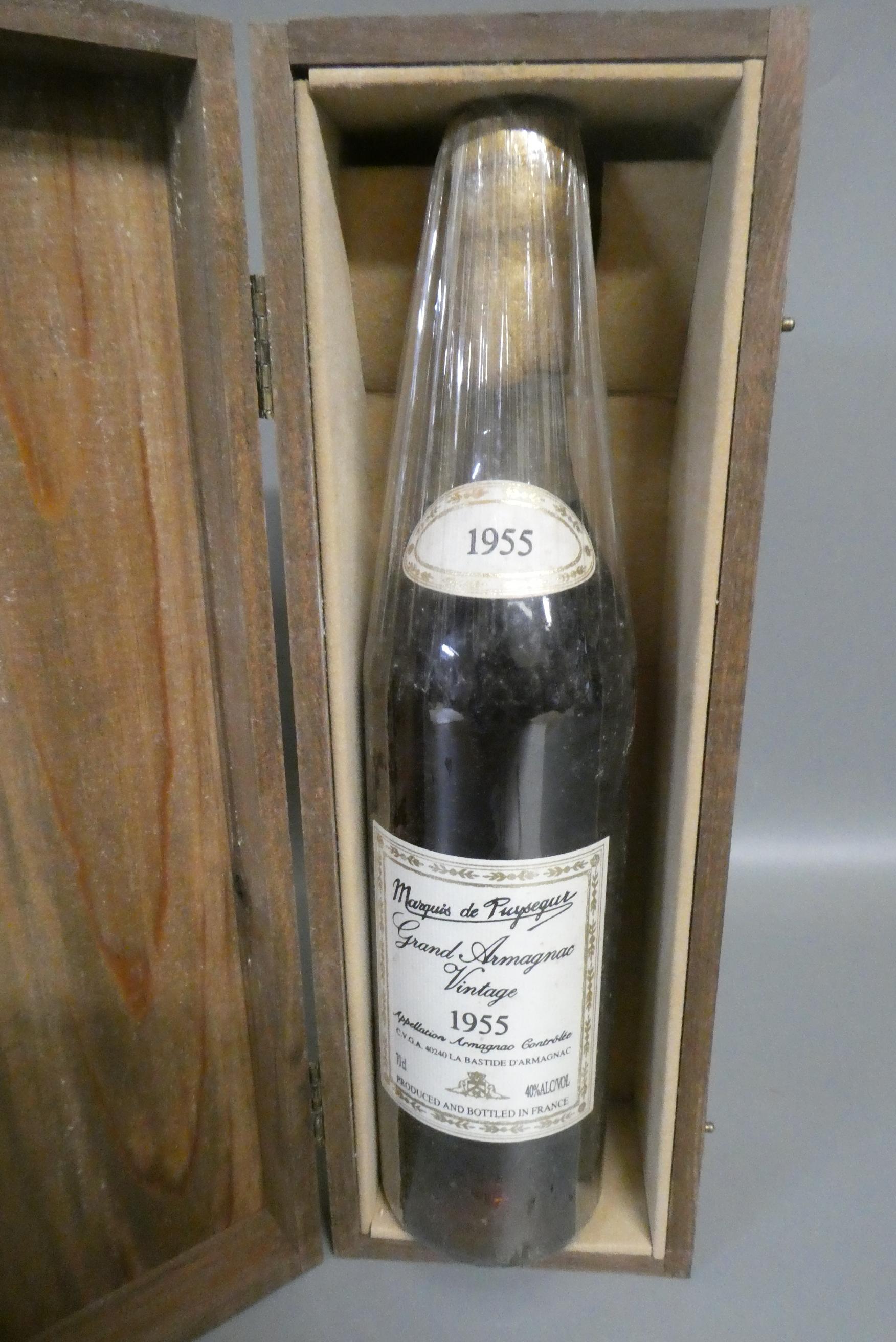 One bottle Marquis de Puysegur 1955 Grand Armagnac, boxed, 70cl, 40% (Est. plus 24% premium inc. Image