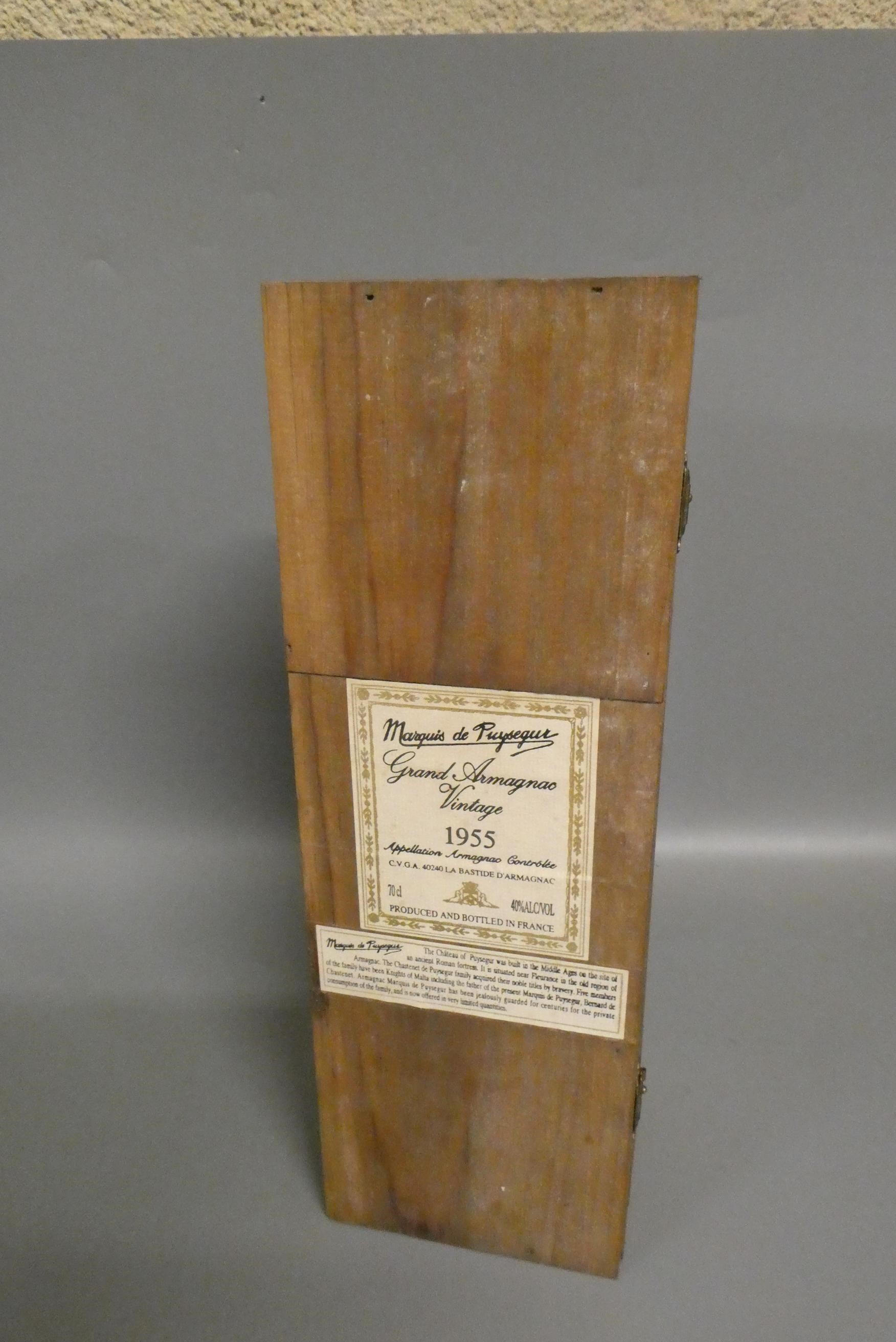 One bottle Marquis de Puysegur 1955 Grand Armagnac, boxed, 70cl, 40% (Est. plus 24% premium inc. Image