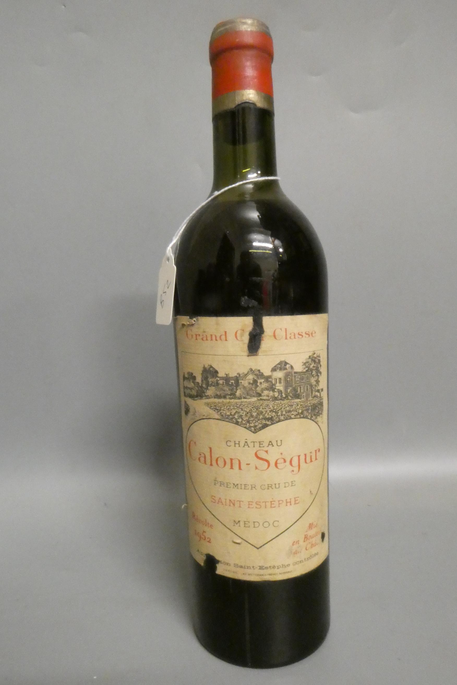 One bottle Chateau Calon-Segur, 1952, Saint-Estephe, medoc (Est. plus 24% premium inc. VAT) Image