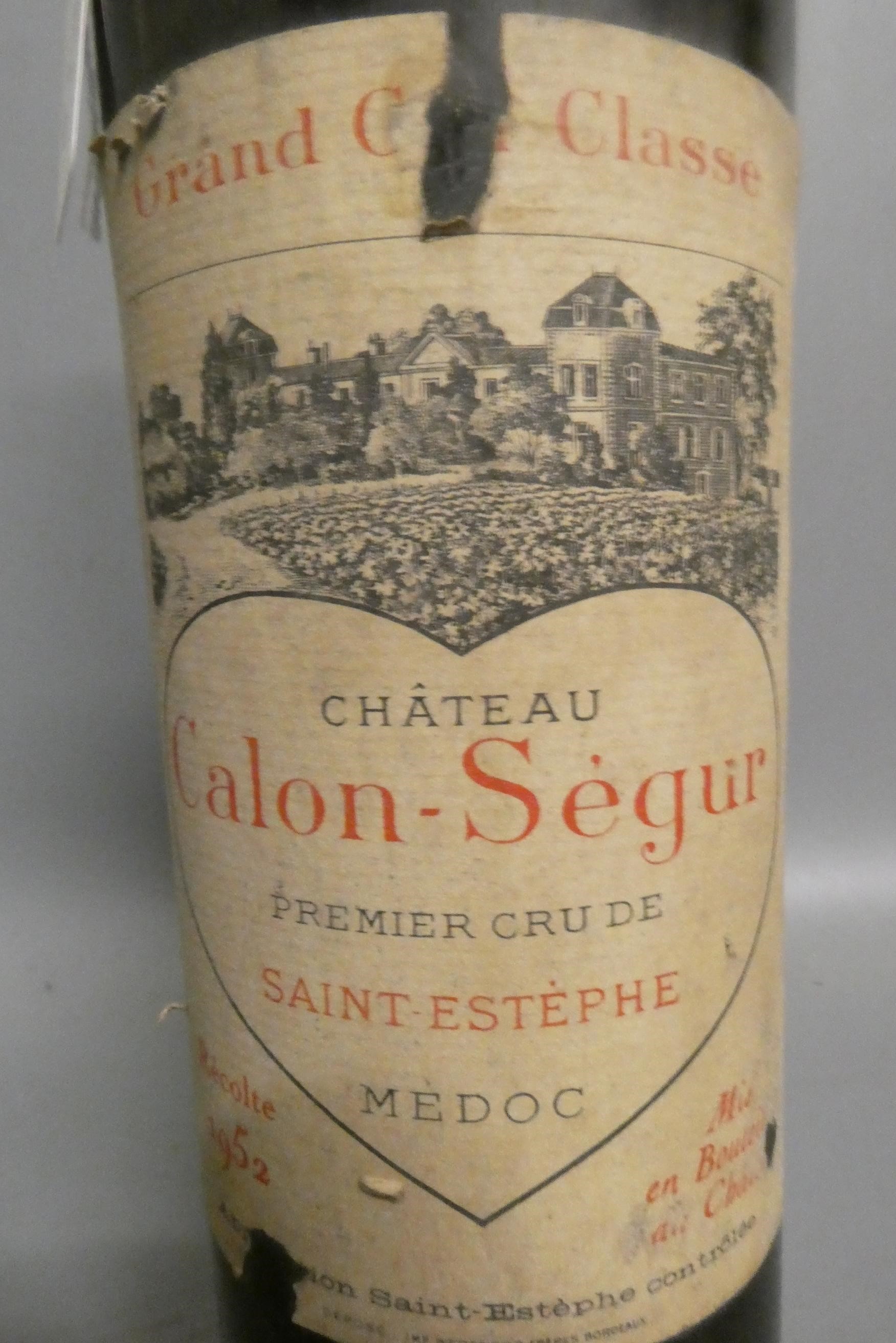 One bottle Chateau Calon-Segur, 1952, Saint-Estephe, medoc (Est. plus 24% premium inc. VAT) Image
