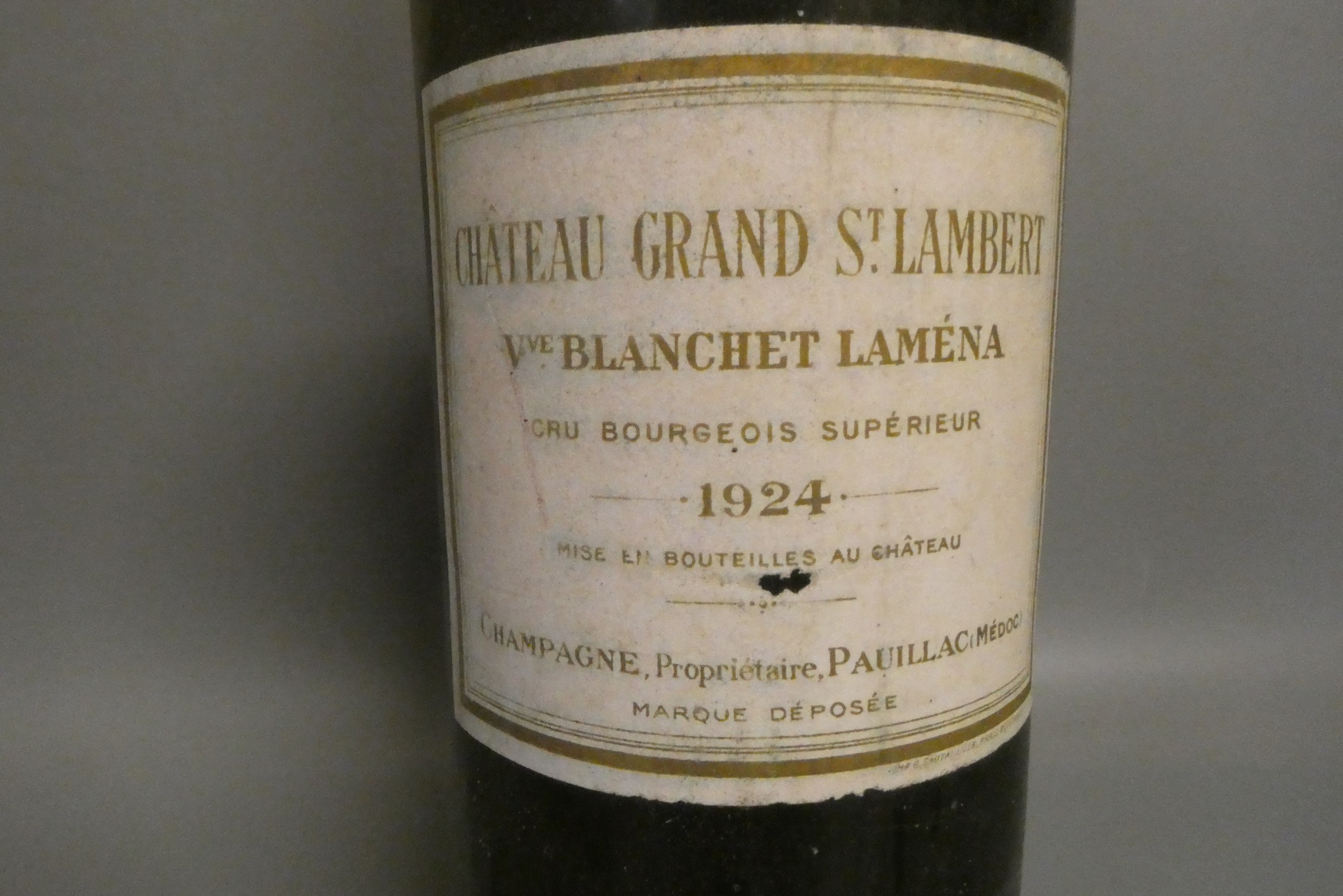 One magnum Chateau Grand St. Lambert, 1924, pauillac (Est. plus 24% premium inc. VAT) Image