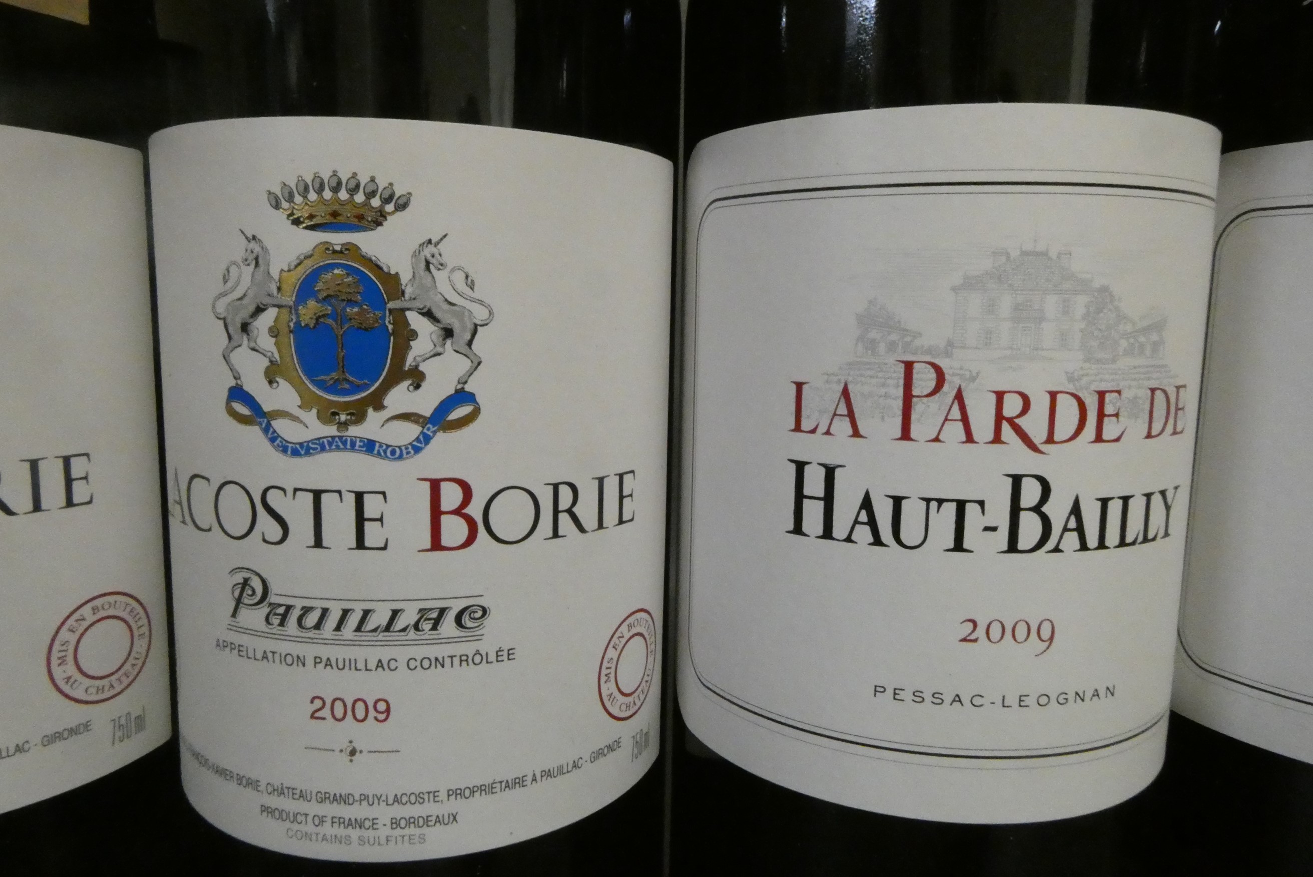 Six bottles 2009 Bordeaux, comprising three La Parde de Haut-Bailly, Pessac-Leognan, and three Image