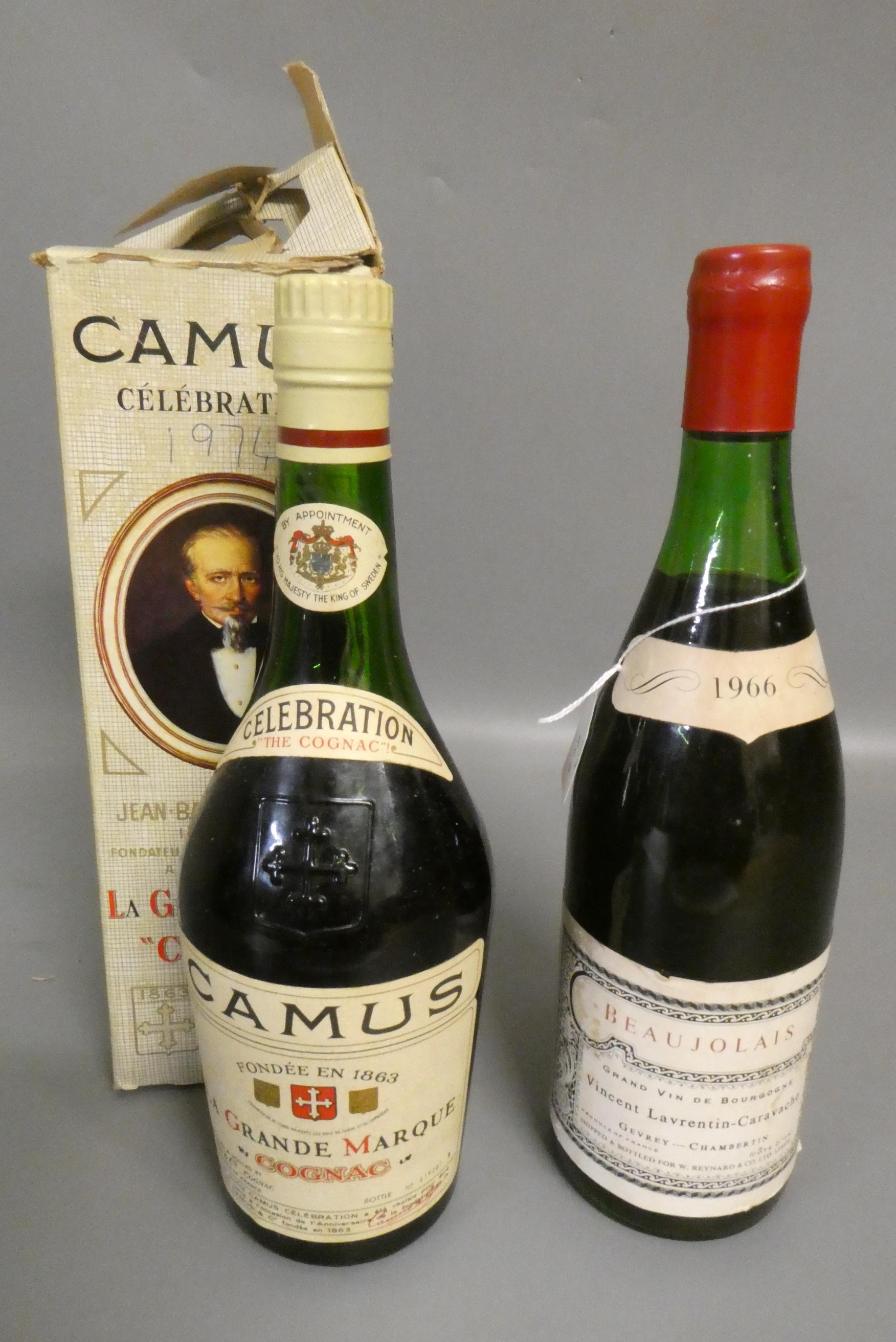 One bottle Camus La Grande Marque cognac, 1970s, boxed, together with a 1966 Beaujolais, Image