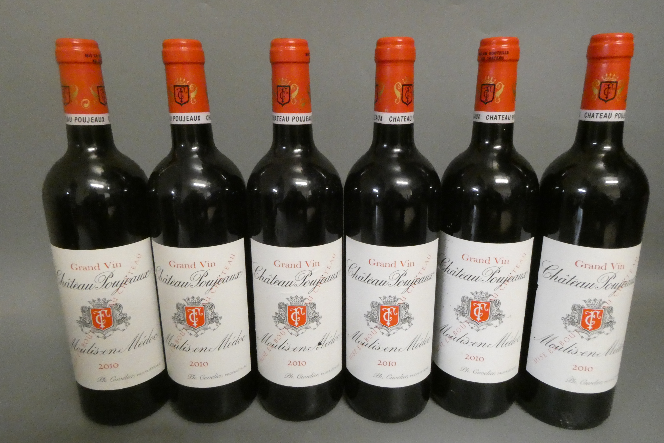 Six bottles Chateau Poujeaux, 2010, Moulis-en-Medoc, grand vin (Est. plus 24% premium inc. VAT) Image