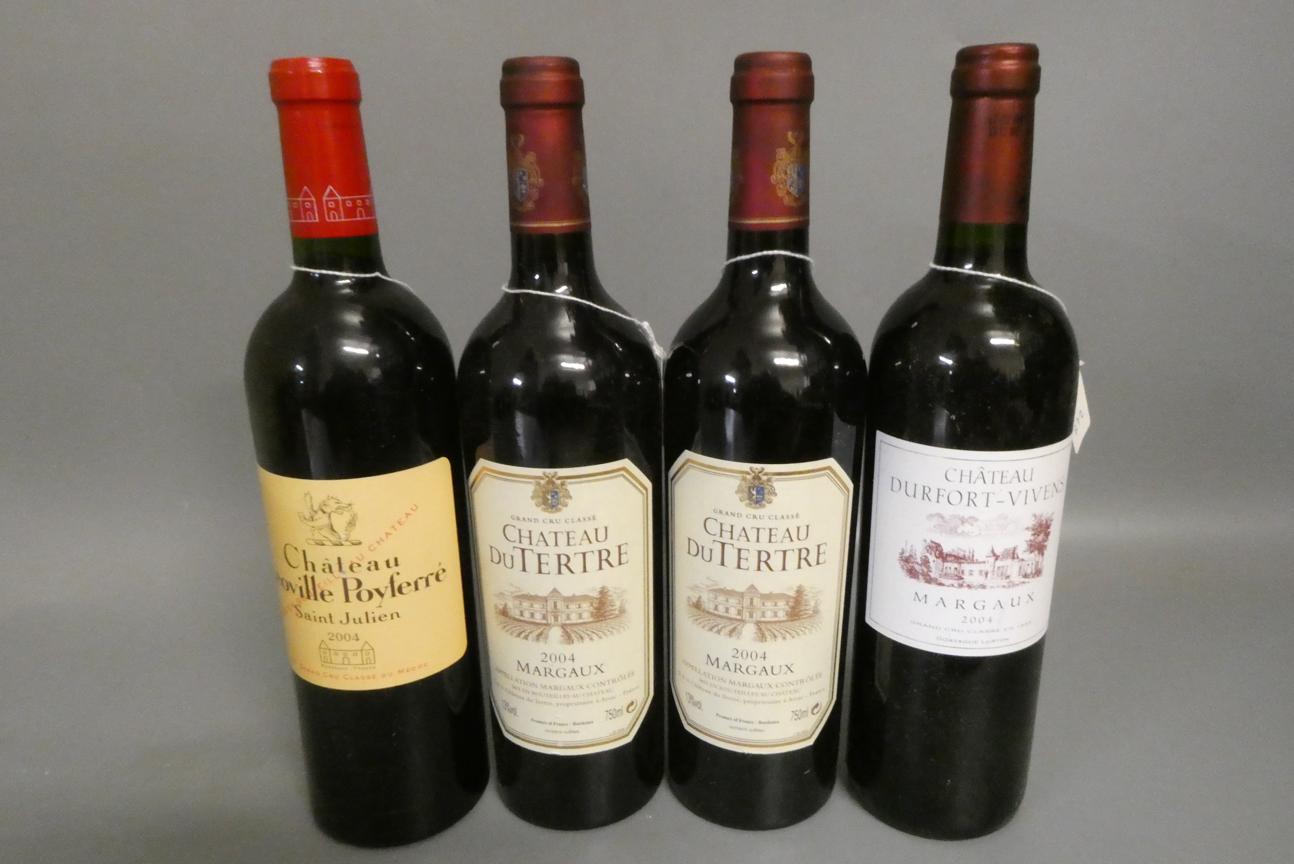 Four bottles 2004 Bordeaux, comprising two Chateau Du Tertre Margaux, one Chateau Durfort-Vivens Image