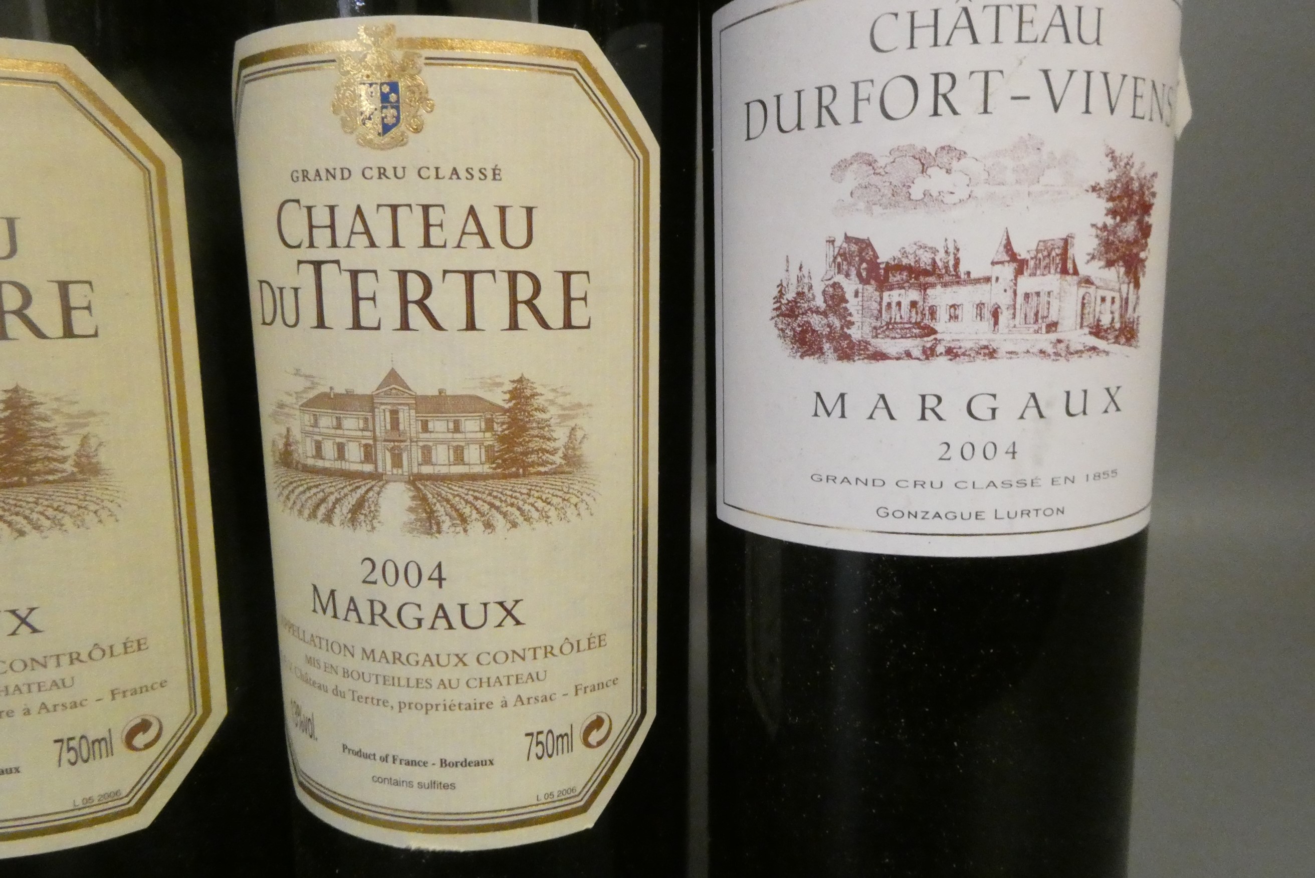 Four bottles 2004 Bordeaux, comprising two Chateau Du Tertre Margaux, one Chateau Durfort-Vivens Image