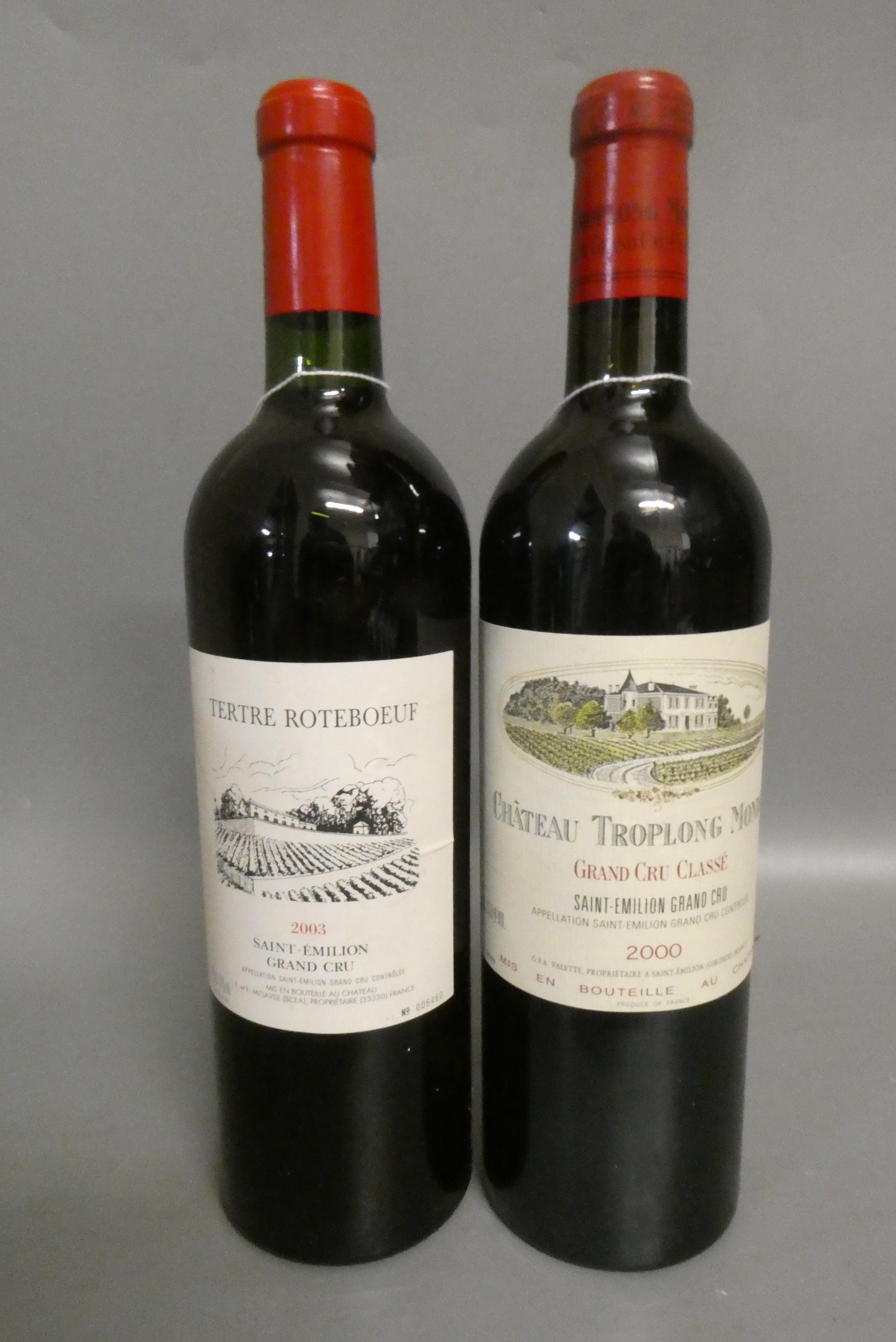 Two bottles Saint-Emilion grand cru, comprising one 2000 Chateau Troplong Mondot, and one 2003 Image