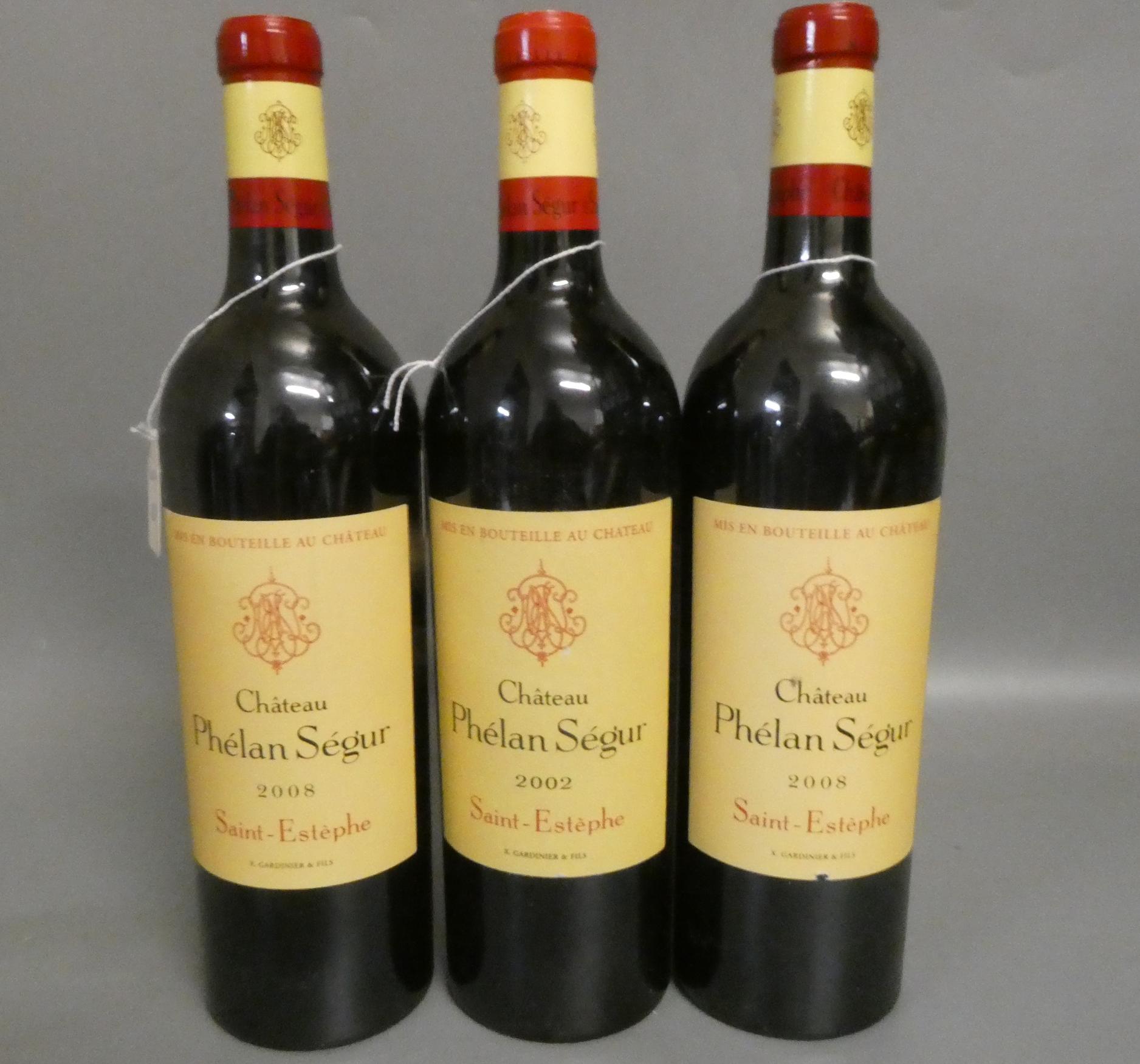 Three bottles Chateau Phelan Segur, Saint-Estephe, comprising two 2008 and one 2002 (Est. plus 24% Image