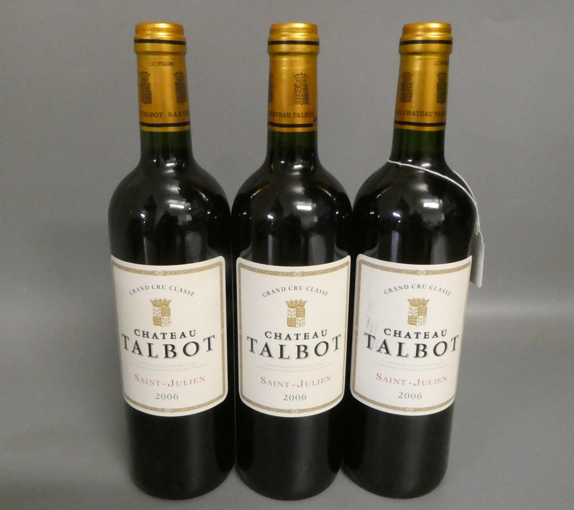 Three bottles Chateau Talbot, 2006, Saint-Julien (Est. plus 24% premium inc. VAT) Image