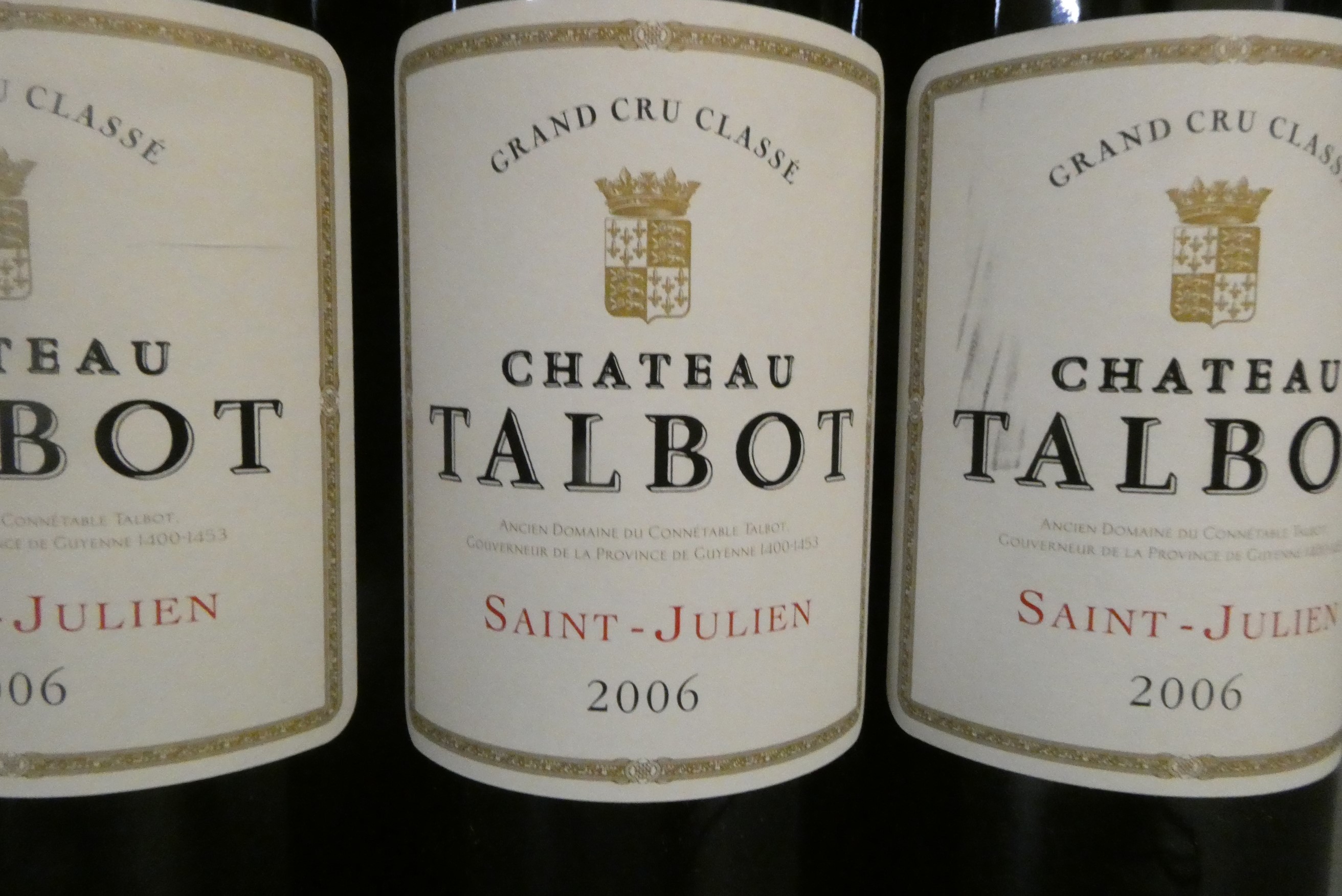 Three bottles Chateau Talbot, 2006, Saint-Julien (Est. plus 24% premium inc. VAT) Image