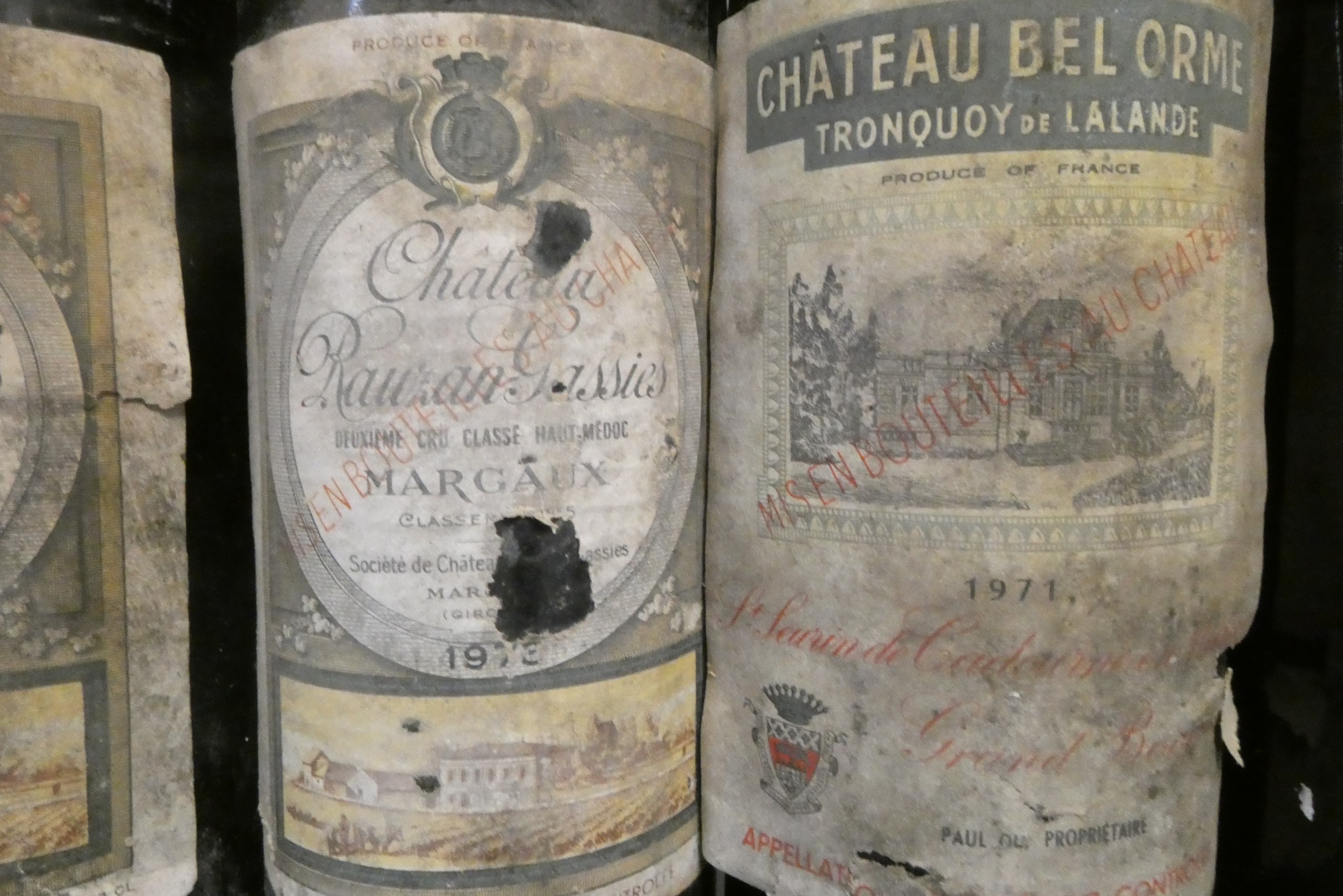 Five bottles of Bordeaux, comprising two 1973 Chateau Rauzan Gassies, margaux, and three 1971 Image
