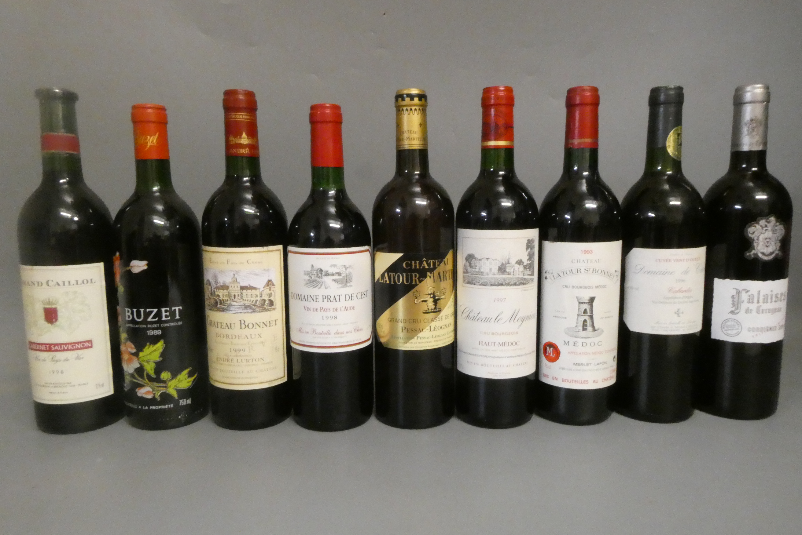 Nine bottles of Bordeaux Image