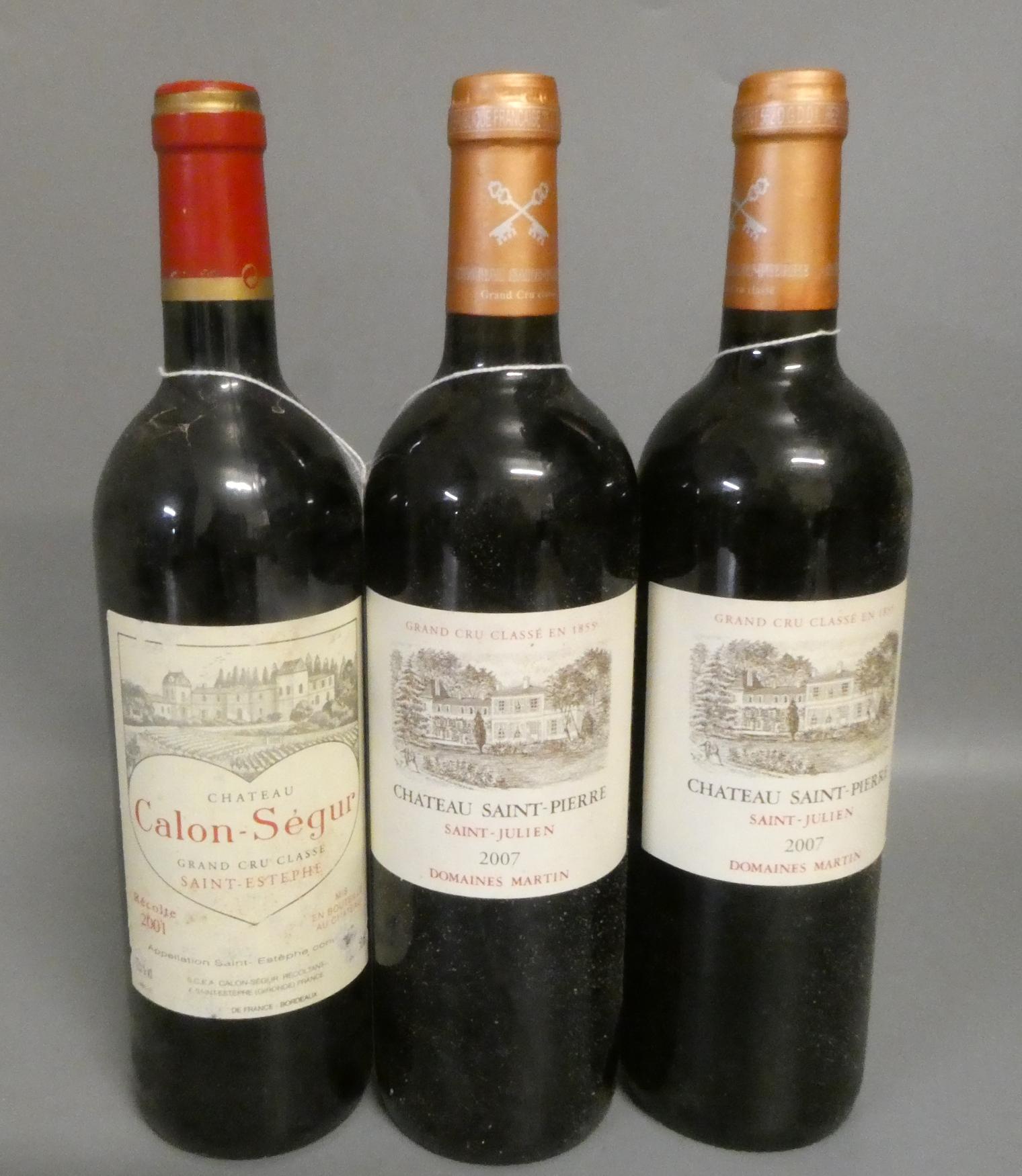 Two bottles Chateau Saint-Pierre, 2007, Saint-Julien, together with one Chateau Calon-Segur, 2001, Image