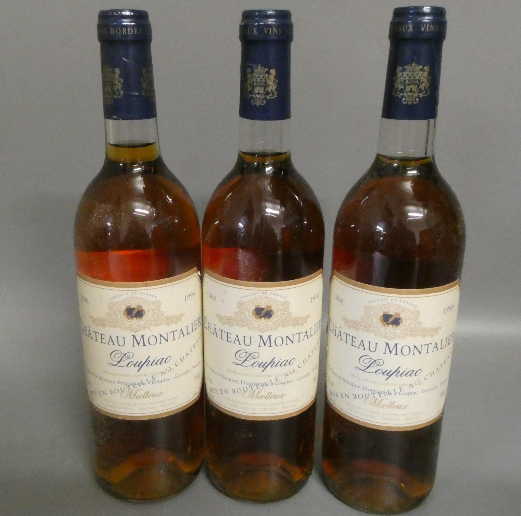 Three bottles Chateau Montalier, 1996, Loupiac (Est. plus 24% premium inc. VAT) Image