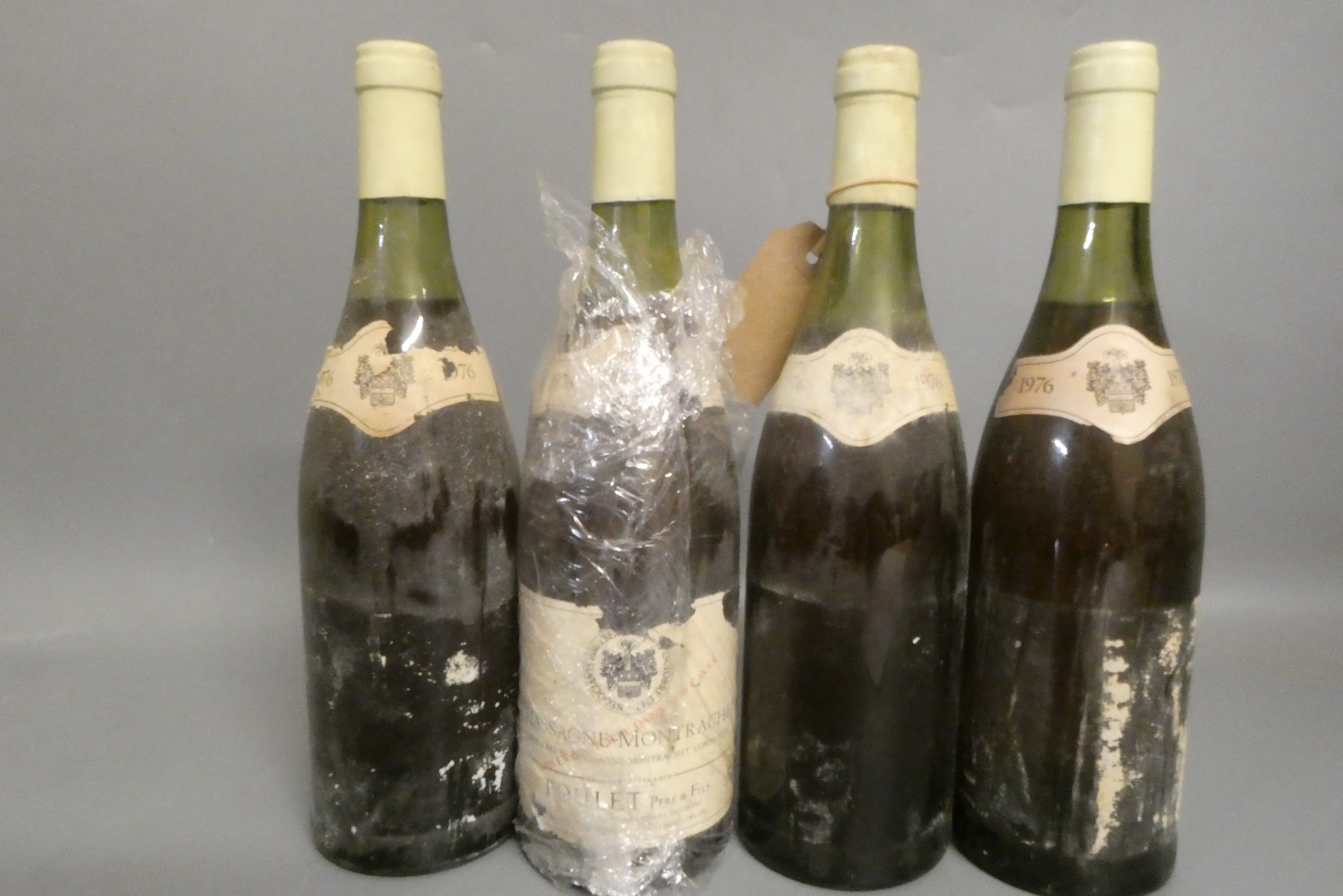 Four bottles Chassagne-Montrachet, 1976, Poulet Image