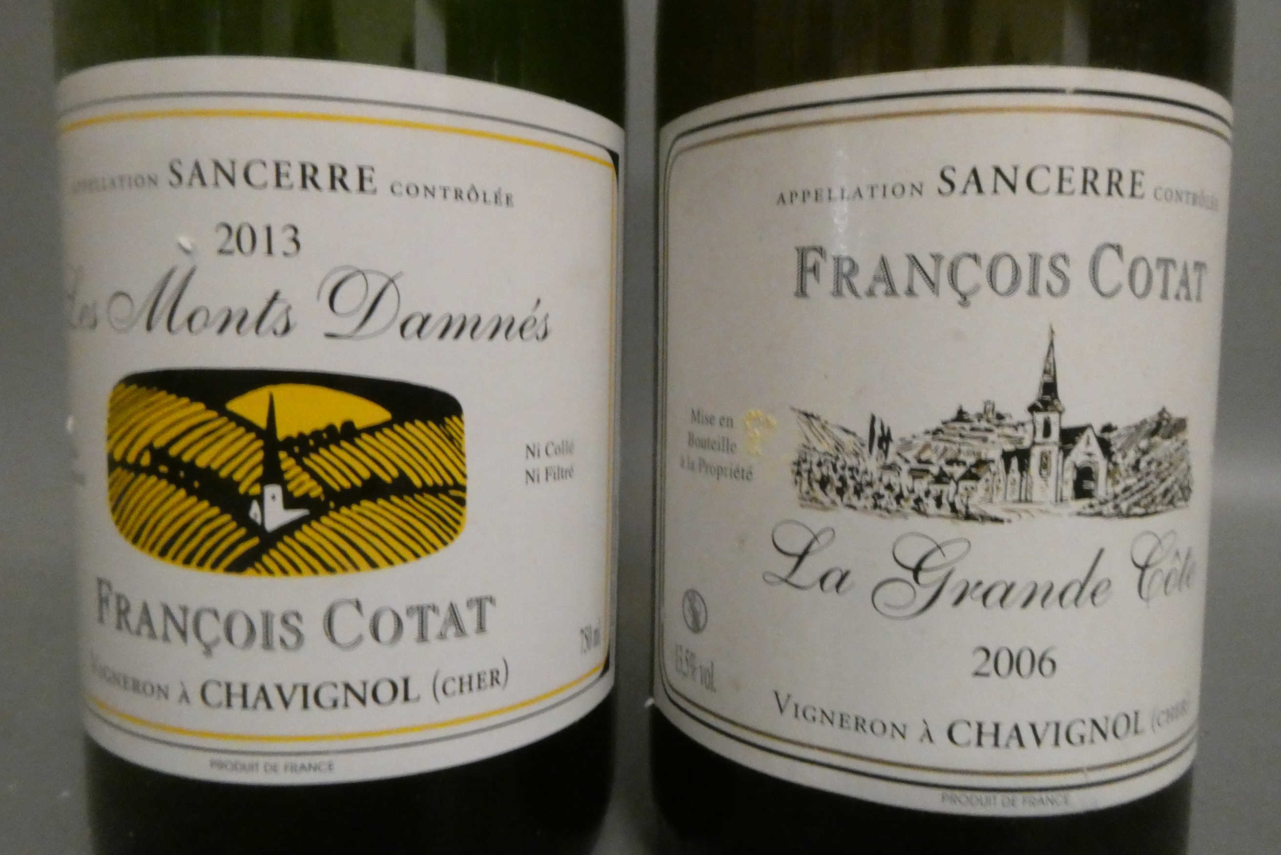 Two bottles Francois Cotat sancerre, comprising a 2006 La Grande Cote, Chavignol, and a 2013 Les Image