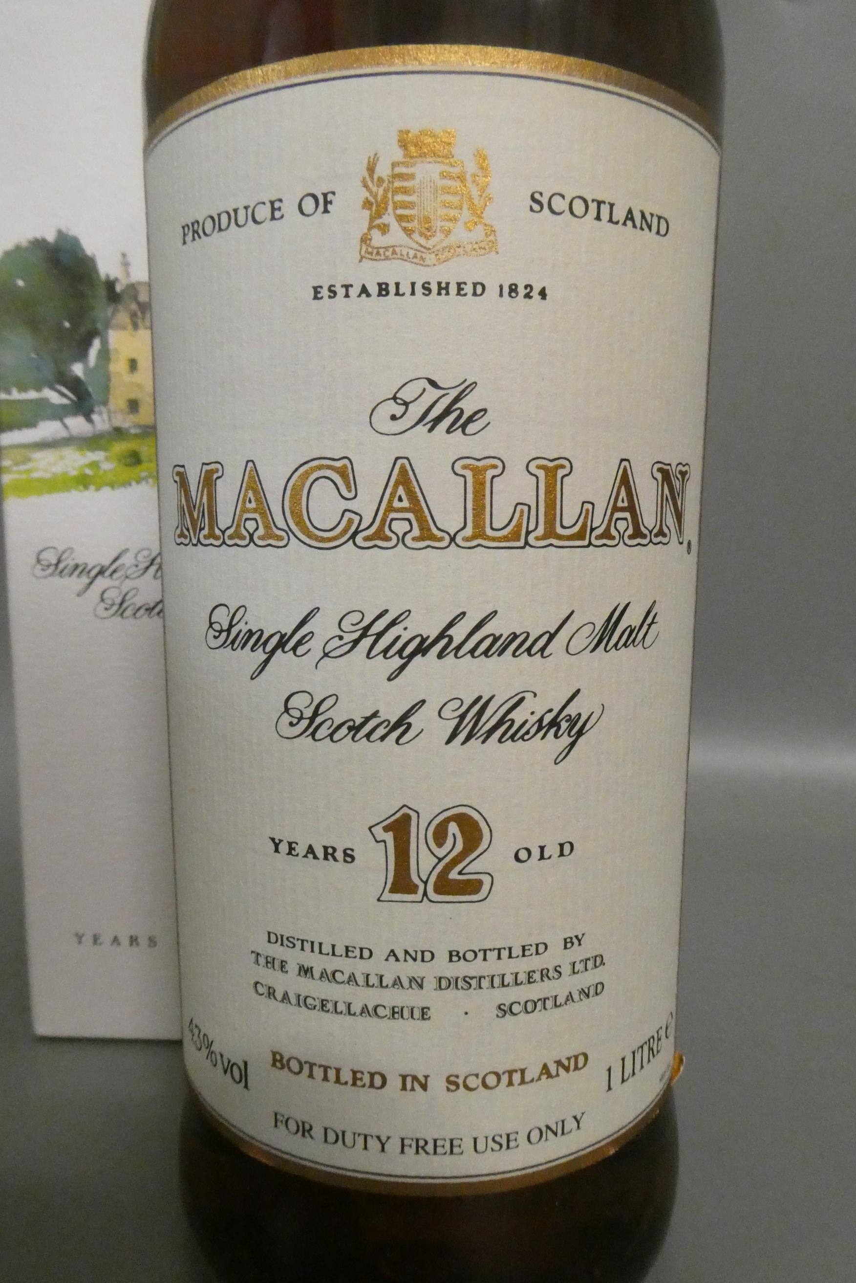 One litre The Macallan 12yr old single Highland malt scotch whisky, matured in Sherry wood, boxed, Image