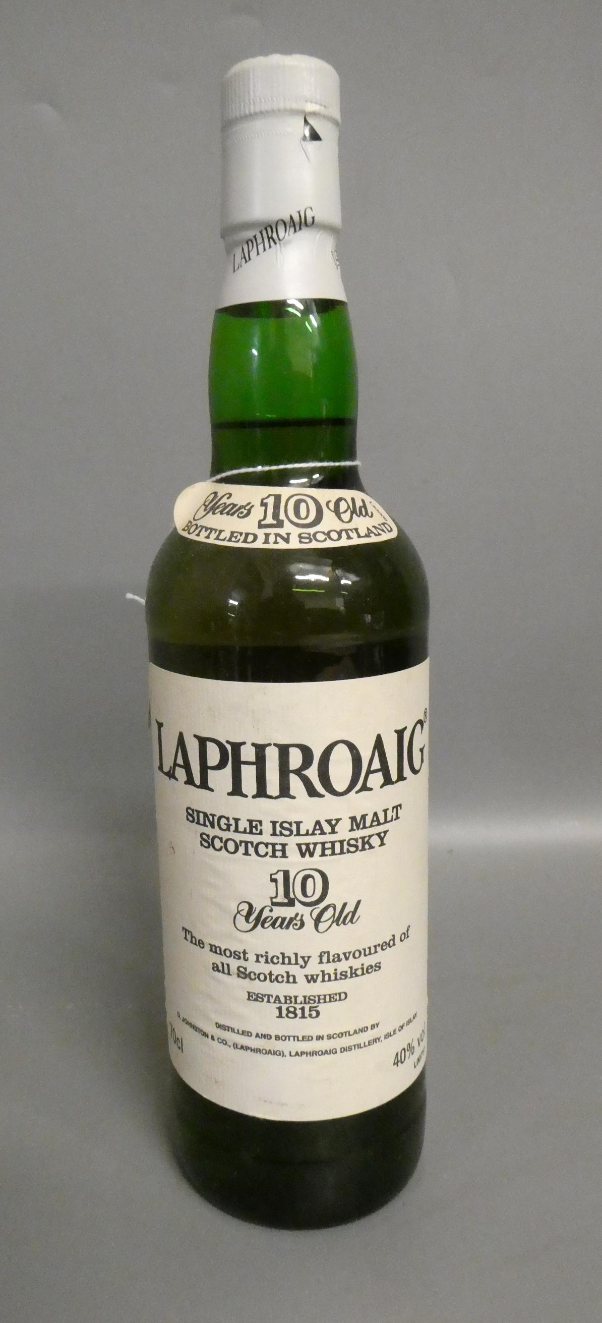 One bottle Laphroaig 10yr old single Islay malt scotch whisky, 70cl, 40% (Est. plus 24% premium inc. Image