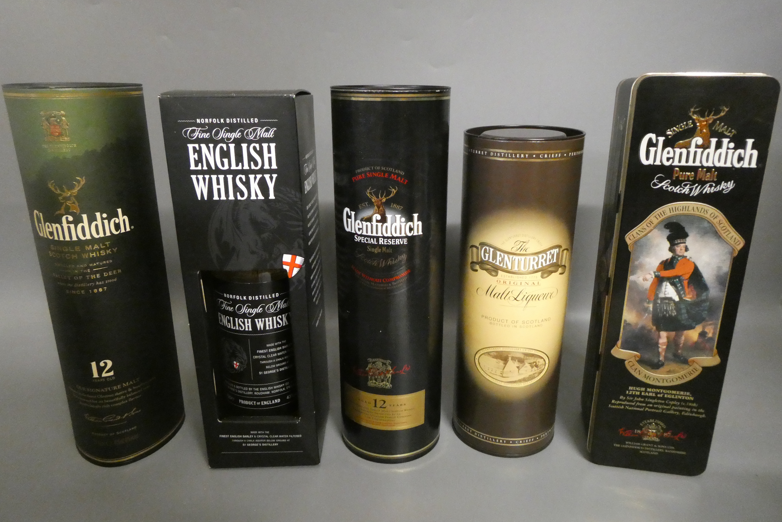 Three bottles of Glenfiddich malt whisky Image
