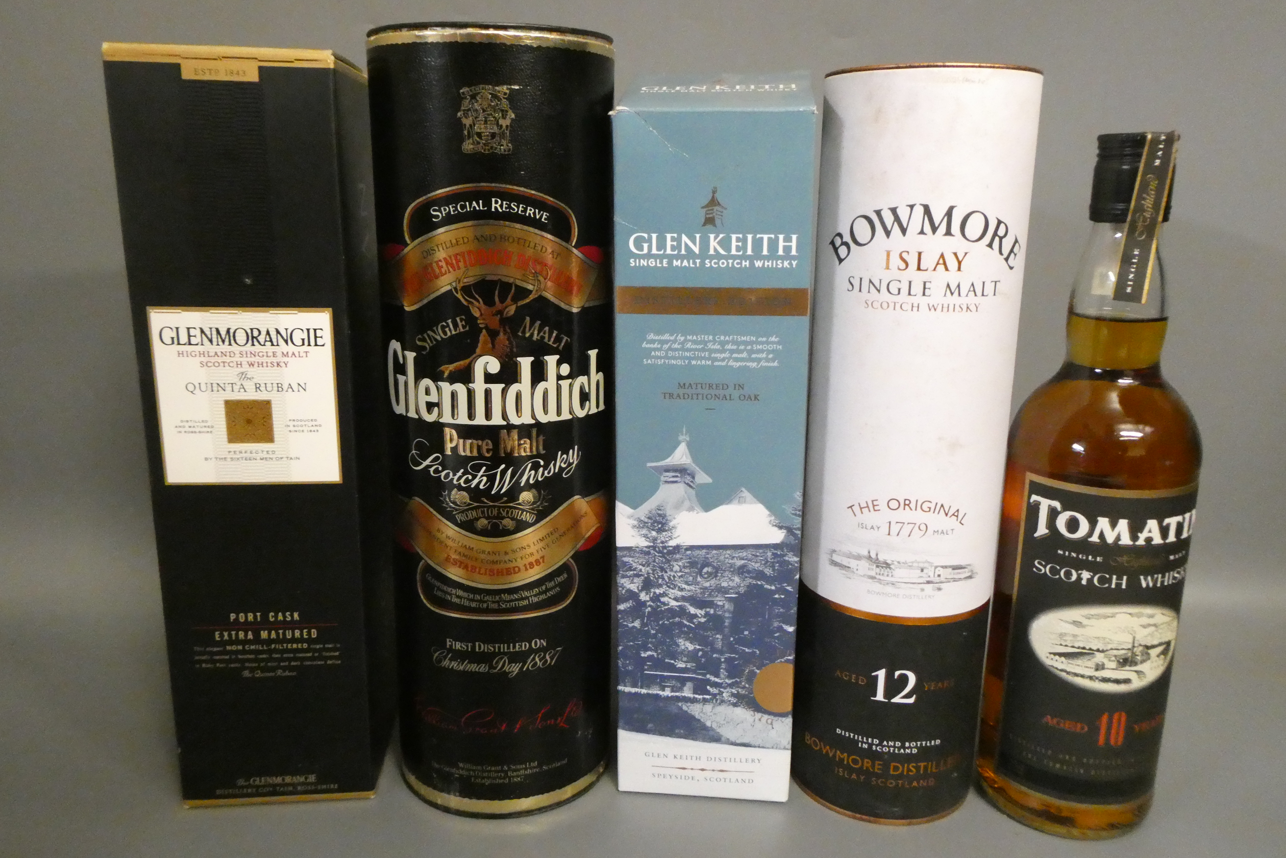 Five bottles of Scotch whisky Image