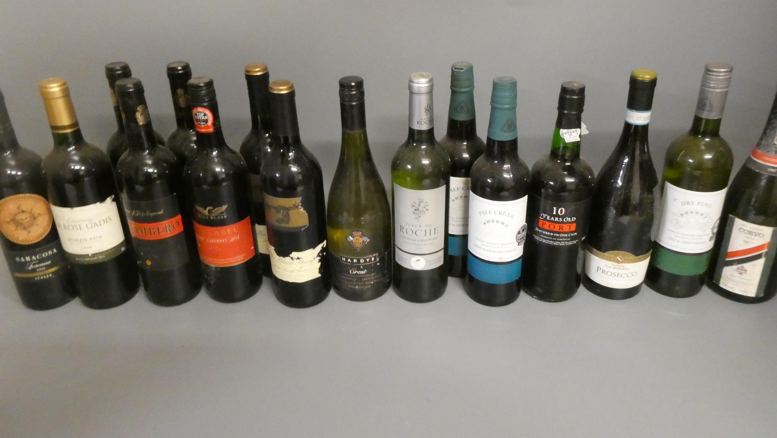 Sixteen bottles of mixed wine and fortified wine Image
