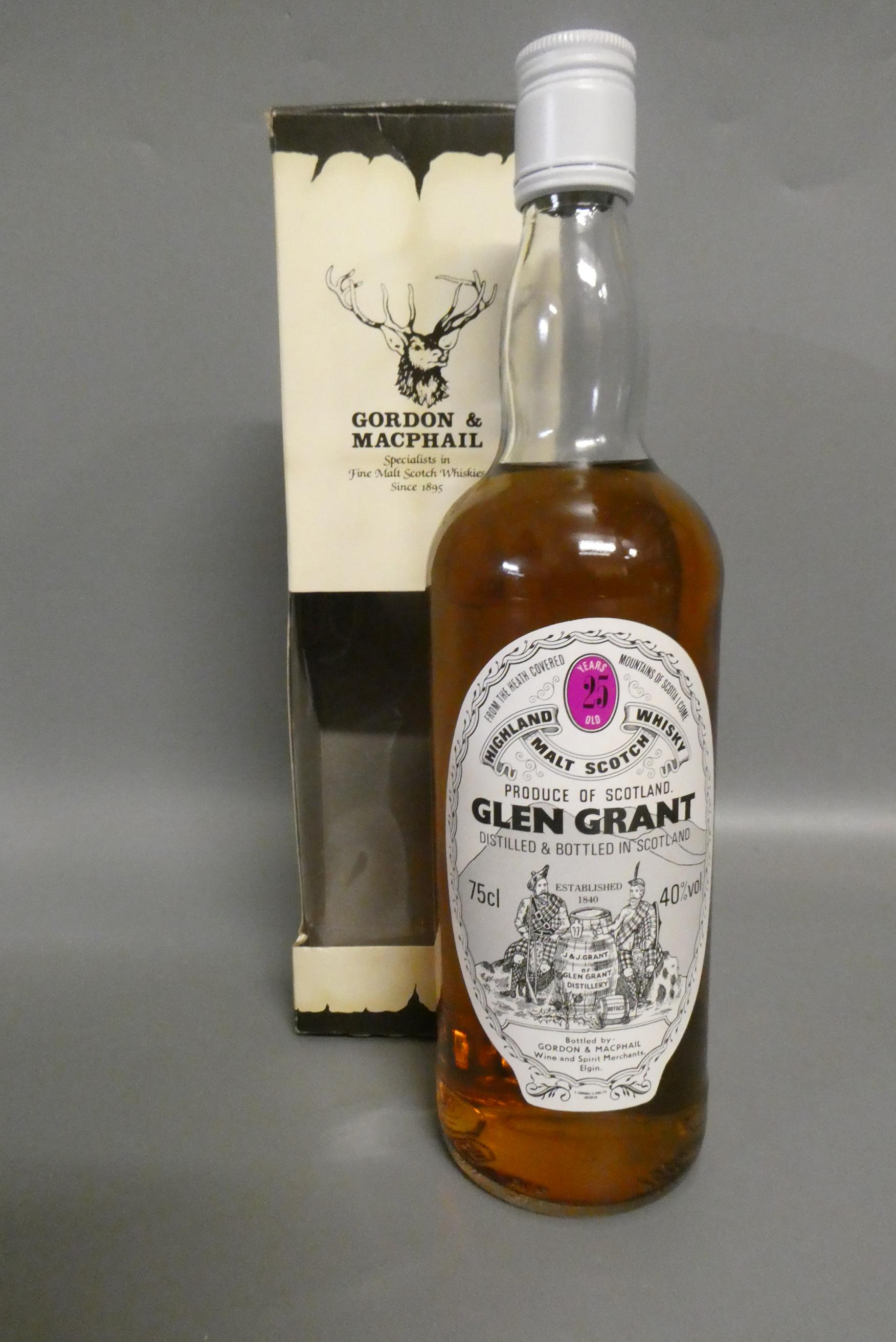 One bottle Glen Grant 25 year old Highland malt Scotch whisky, bottled by Gordon & Macphail, boxed, Image