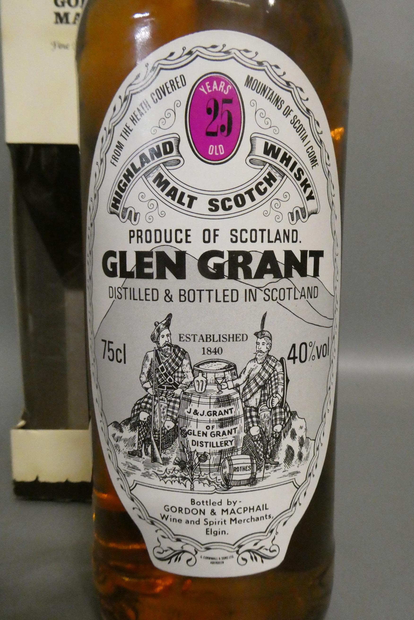 One bottle Glen Grant 25 year old Highland malt Scotch whisky, bottled by Gordon & Macphail, boxed, Image